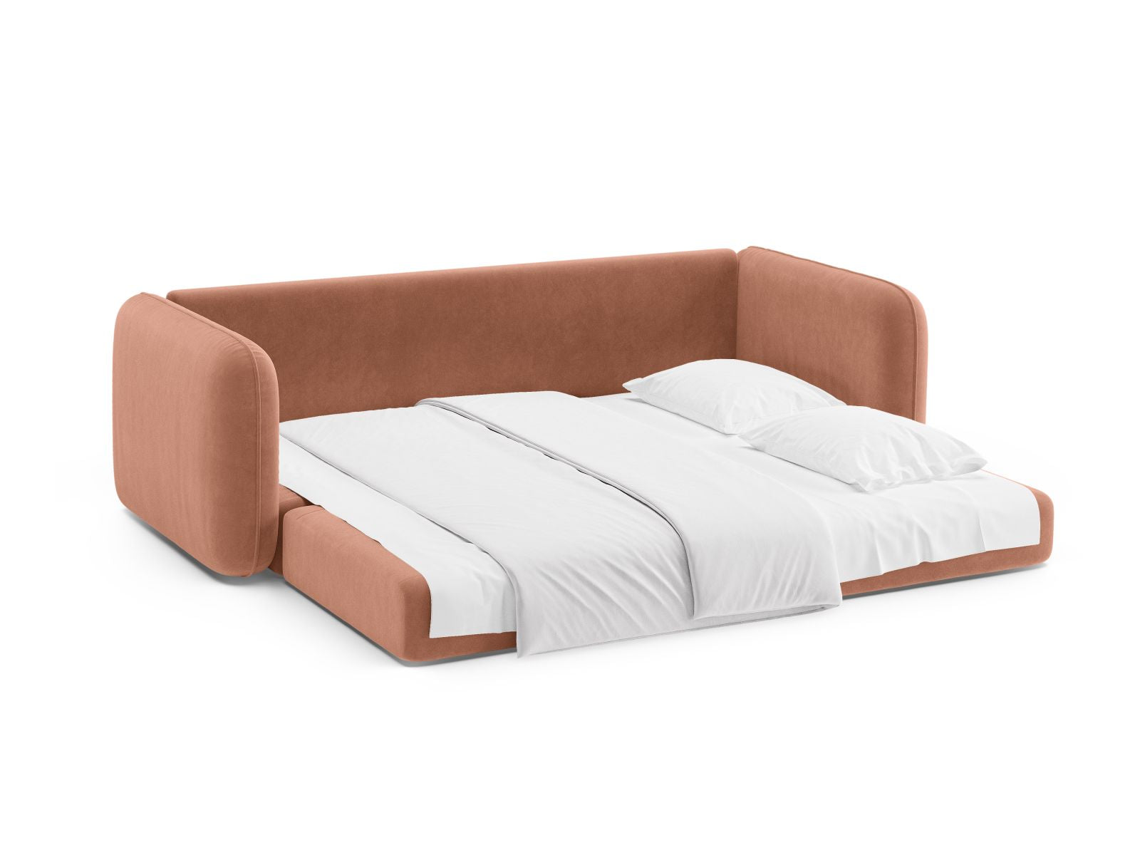 Elegantes 3-Sitzer Bettsofa Dormi in Pink-Salvador, perfekt für Wohnräume und als komfortable Schlafgelegenheit von Micadoni.