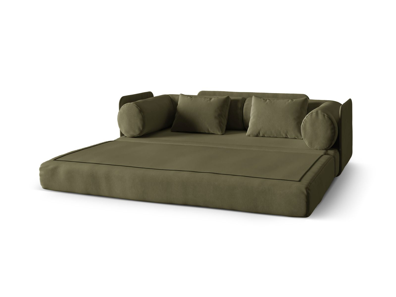 Stylisches 3-Sitzer Bettsofa Dreamy in lebhaftem Grün, perfekt für entspannte Abende und als komfortable Schlafgelegenheit.
