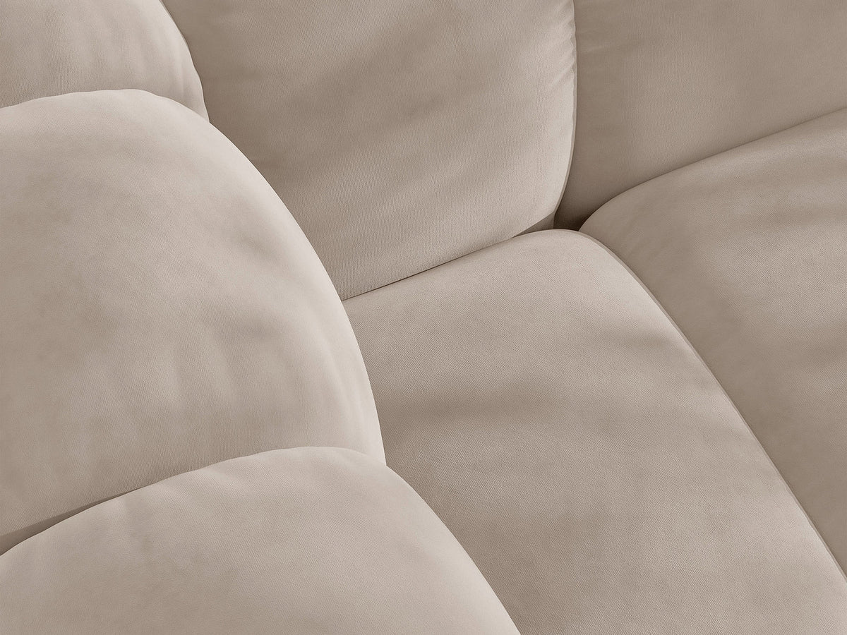 Micadoni Lupine 3er Sofa in leichtem Beige mit Bettfunktion, Stauraum im Bettkasten und schwarzen Kunststoffbeinen, Stoffbezug Eden 2 Pearl
