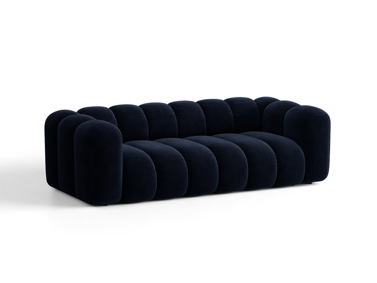 Micadoni Lupine 3er Sofa in leichtem Beige mit Bettfunktion, Stauraum im Bettkasten und schwarzen Kunststoffbeinen, Stoffbezug Eden 2 Pearl