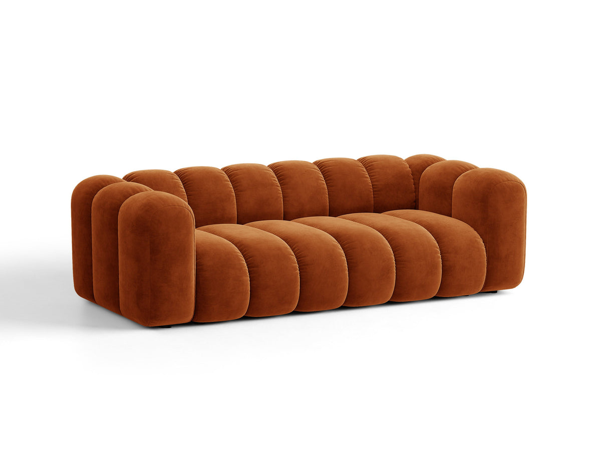 Micadoni Lupine 3er Sofa in leichtem Beige mit Bettfunktion, Stauraum im Bettkasten und schwarzen Kunststoffbeinen, Stoffbezug Eden 2 Pearl