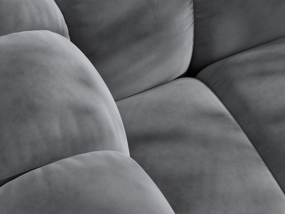 Micadoni Lupine 3er Sofa in leichtem Beige mit Bettfunktion, Stauraum im Bettkasten und schwarzen Kunststoffbeinen, Stoffbezug Eden 2 Pearl
