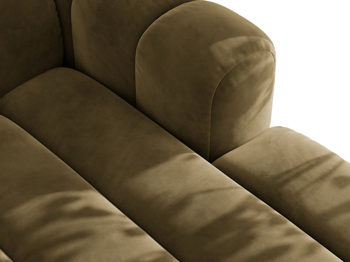 Micadoni Lupine 3er Sofa in leichtem Beige mit Bettfunktion, Stauraum im Bettkasten und schwarzen Kunststoffbeinen, Stoffbezug Eden 2 Pearl