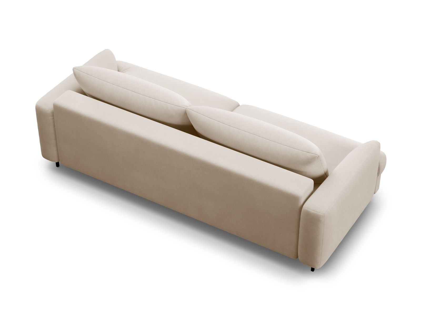 Beige 3-Sitzer Sofa Naomi von Micadoni, stilvolles Bettsofa mit praktischer Schlaffunktion und integriertem Stauraum für vielseitige Nutzung.