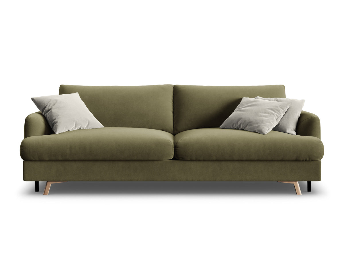 3-Sitzer Sofa Naomi mit Schlaffunktion und Stauraum in Green-Salvador präsentiert im Onlineshop von KAQTU Design AG. Bettsofa ist von Micadoni