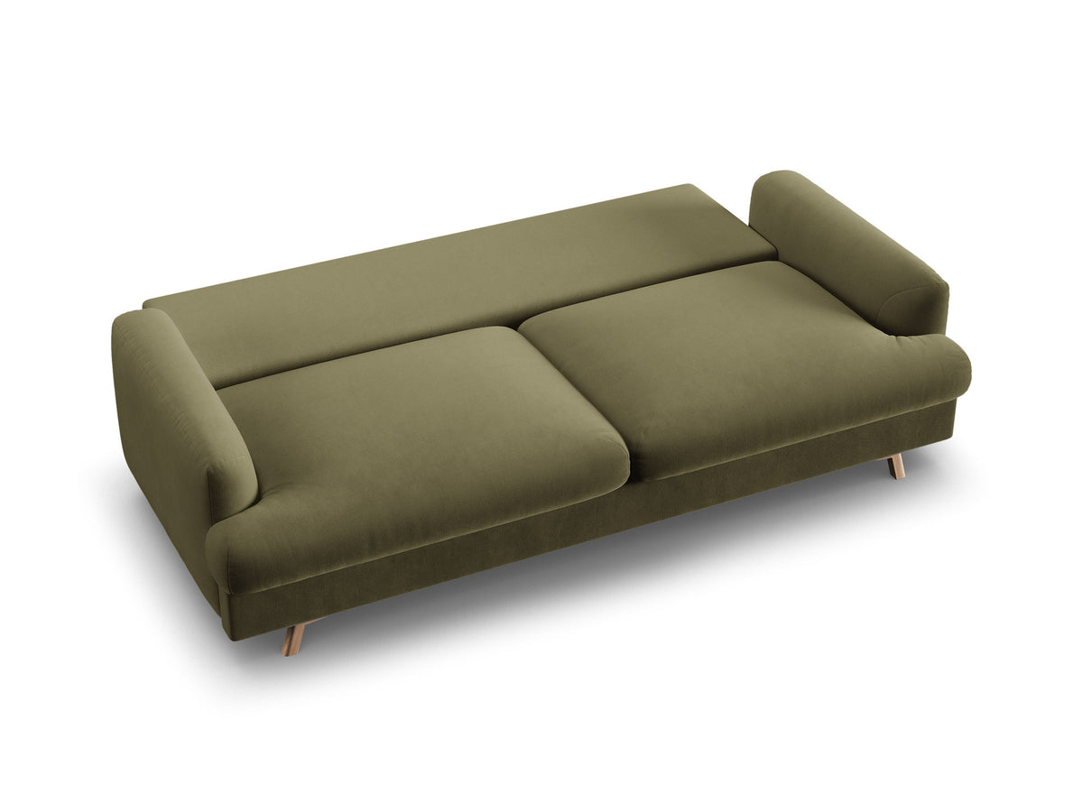 3-Sitzer Sofa Naomi mit Schlaffunktion und Stauraum in Green-Salvador präsentiert im Onlineshop von KAQTU Design AG. Bettsofa ist von Micadoni