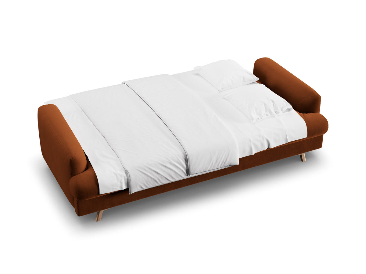 3-Sitzer Sofa Naomi mit Schlaffunktion und Stauraum in Terracotta-Salvador präsentiert im Onlineshop von KAQTU Design AG. Bettsofa ist von Micadoni