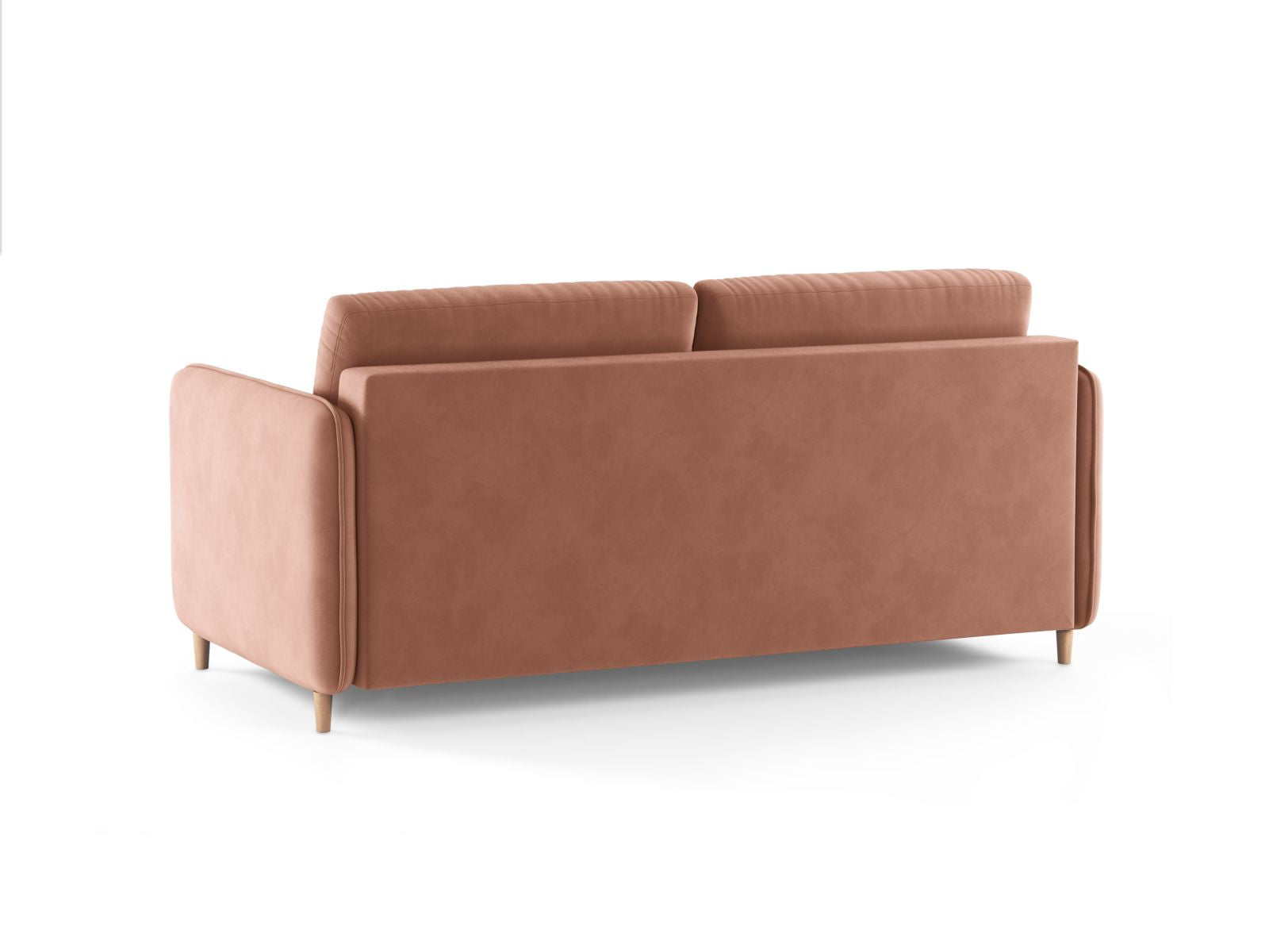 Stylisches 3-Sitzer Sofa Simo in Pink-Salvador, perfekt für kleine Räume, bietet eine praktische Schlaffunktion und elegantes Design.