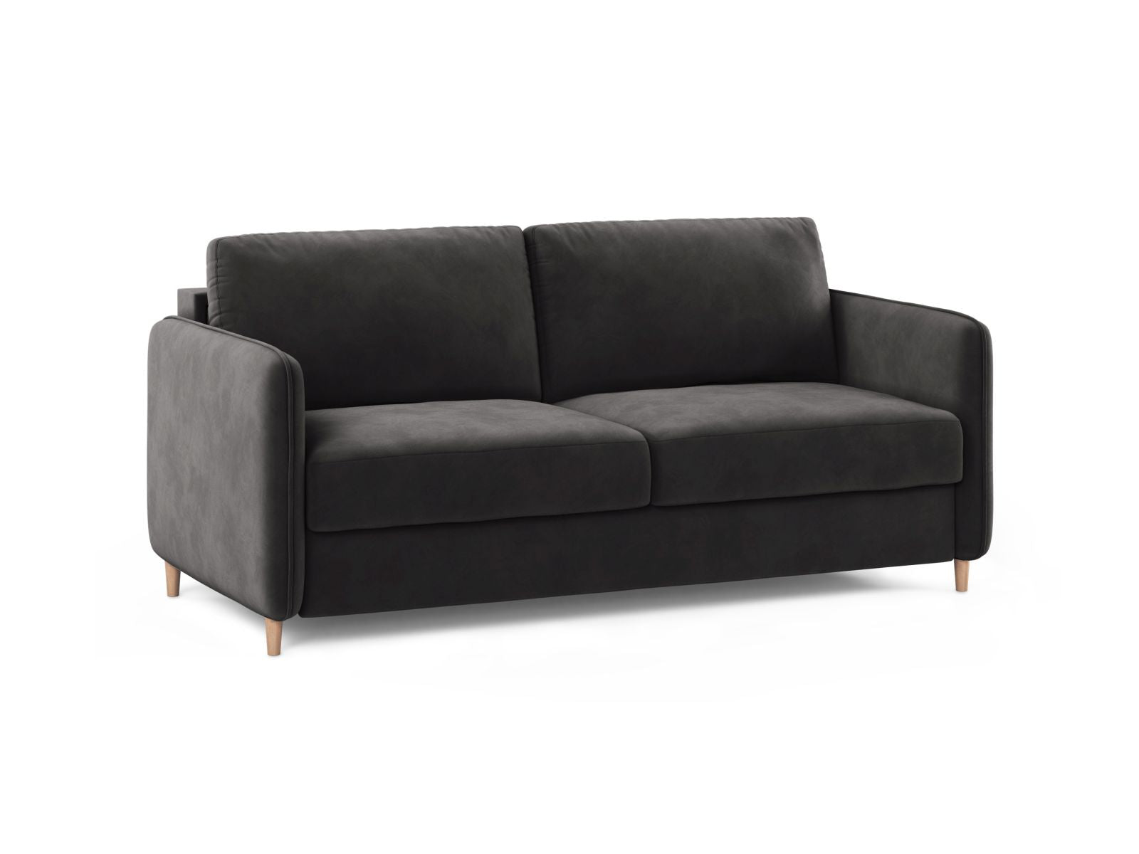 Elegantes 3-Sitzer Sofa Simo in Dunkelgrau mit praktischer Schlaffunktion, ideal für stilvolle Wohnräume und Gästeübernachtungen.