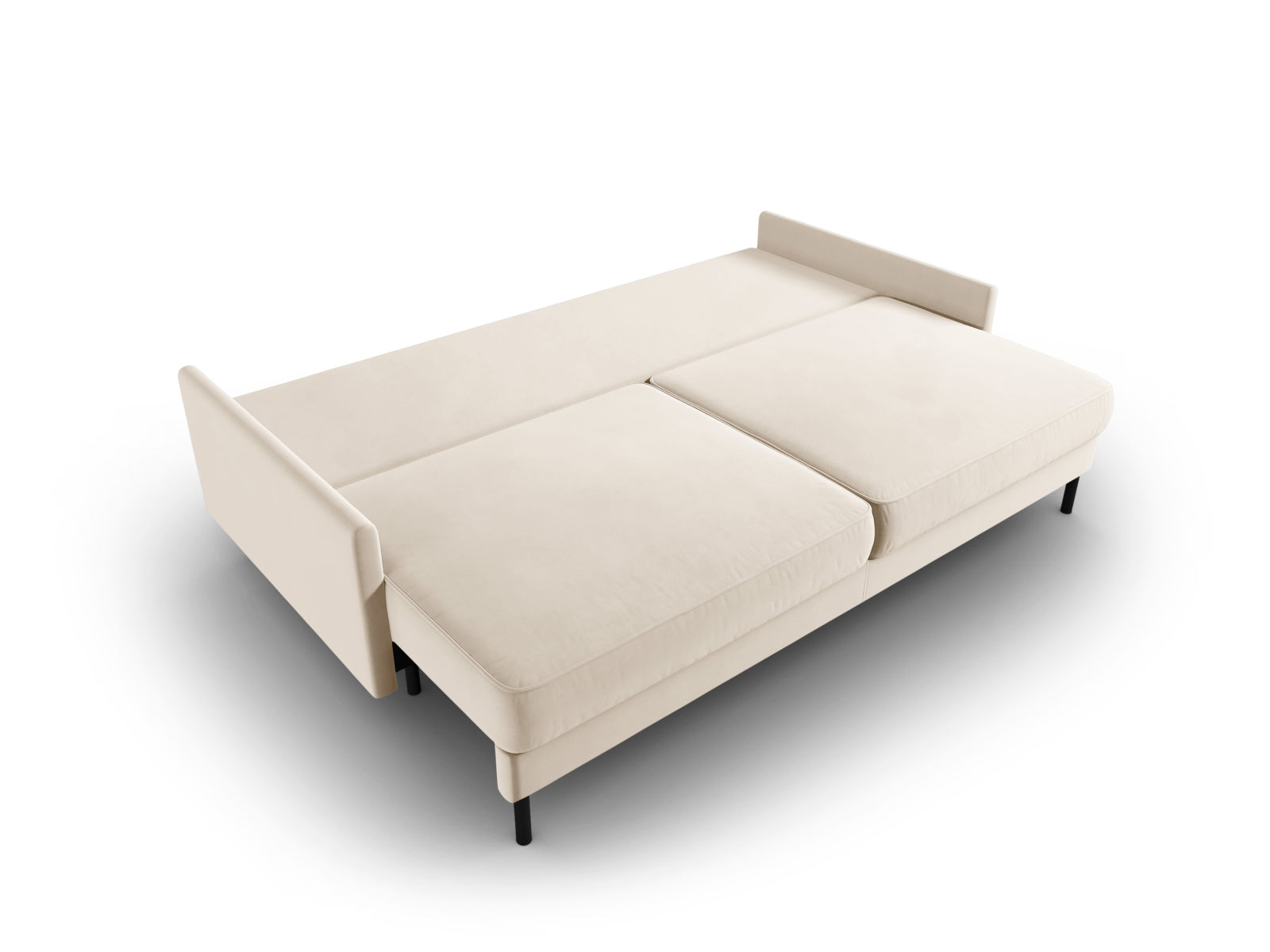 Scott Velour Sofa mit Schlaffunktion und Stauraum 3 Sitzer in Light Beige präsentiert im Onlineshop von KAQTU Design AG. Bettsofa ist von Micadoni