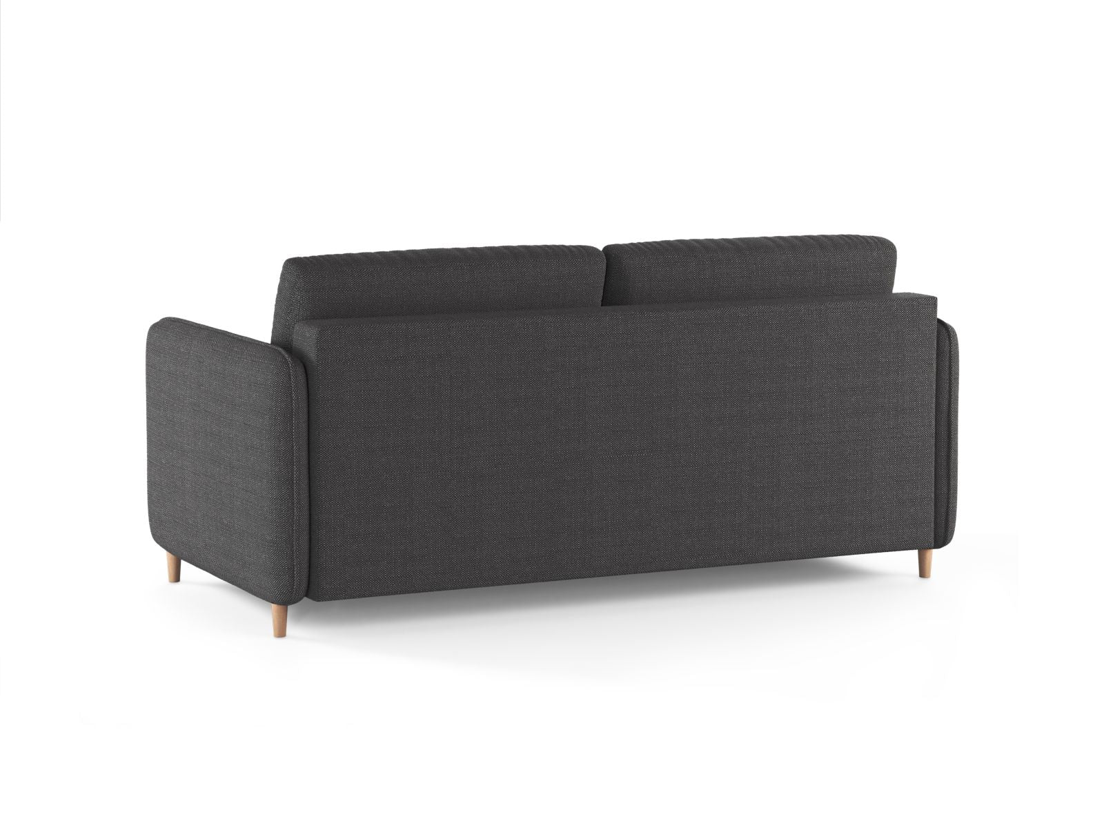 Modernes 3-Sitzer Sofa Simo in elegantem Schwarz, vielseitig einsetzbar als gemütliches Sofa und praktisches Bett für Gäste.