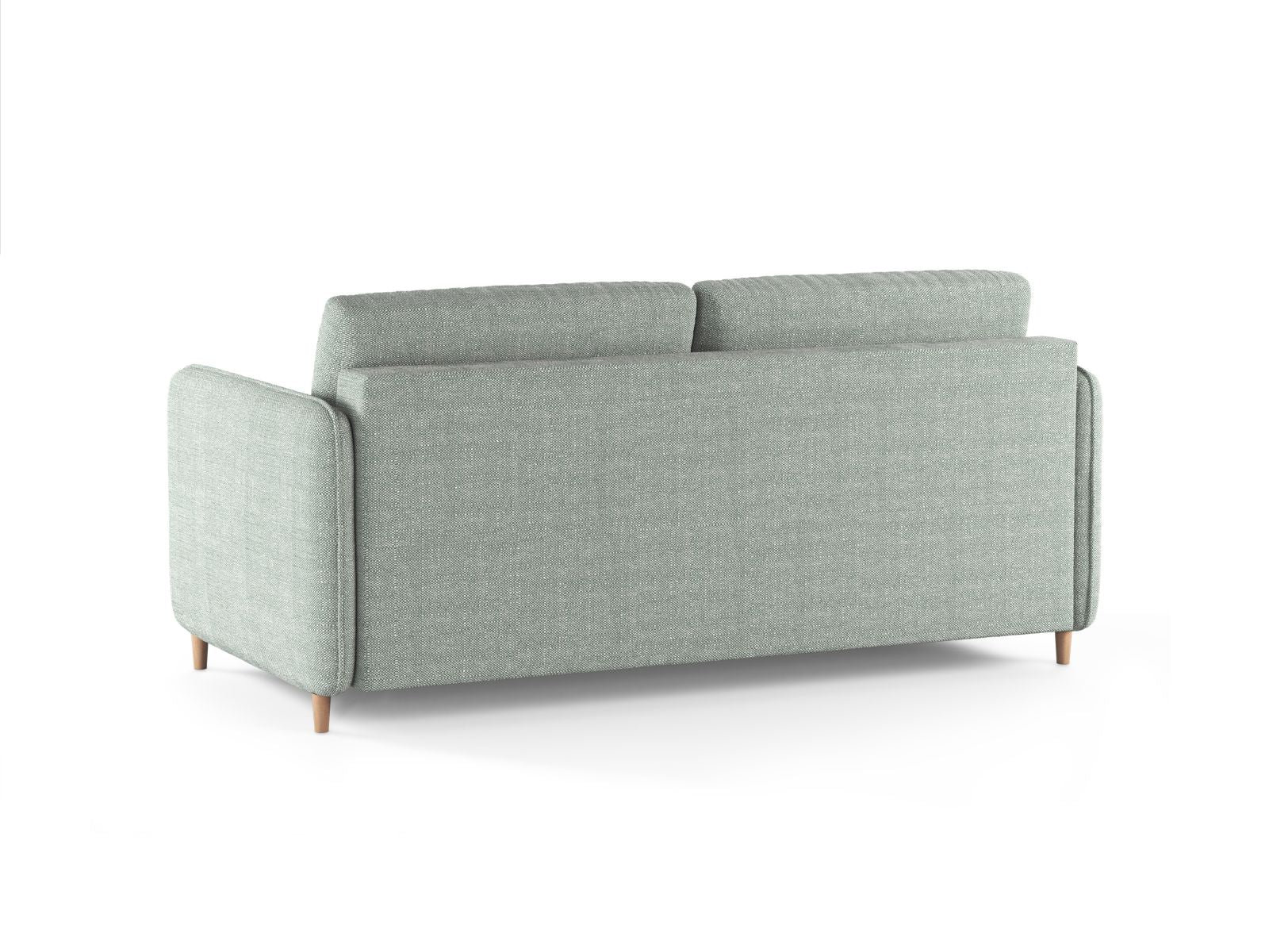 Stylisches 3-Sitzer Sofa Simo in sanftem Mintgrün, ideal für Wohnräume und als komfortables Schlafsofa für Gäste.