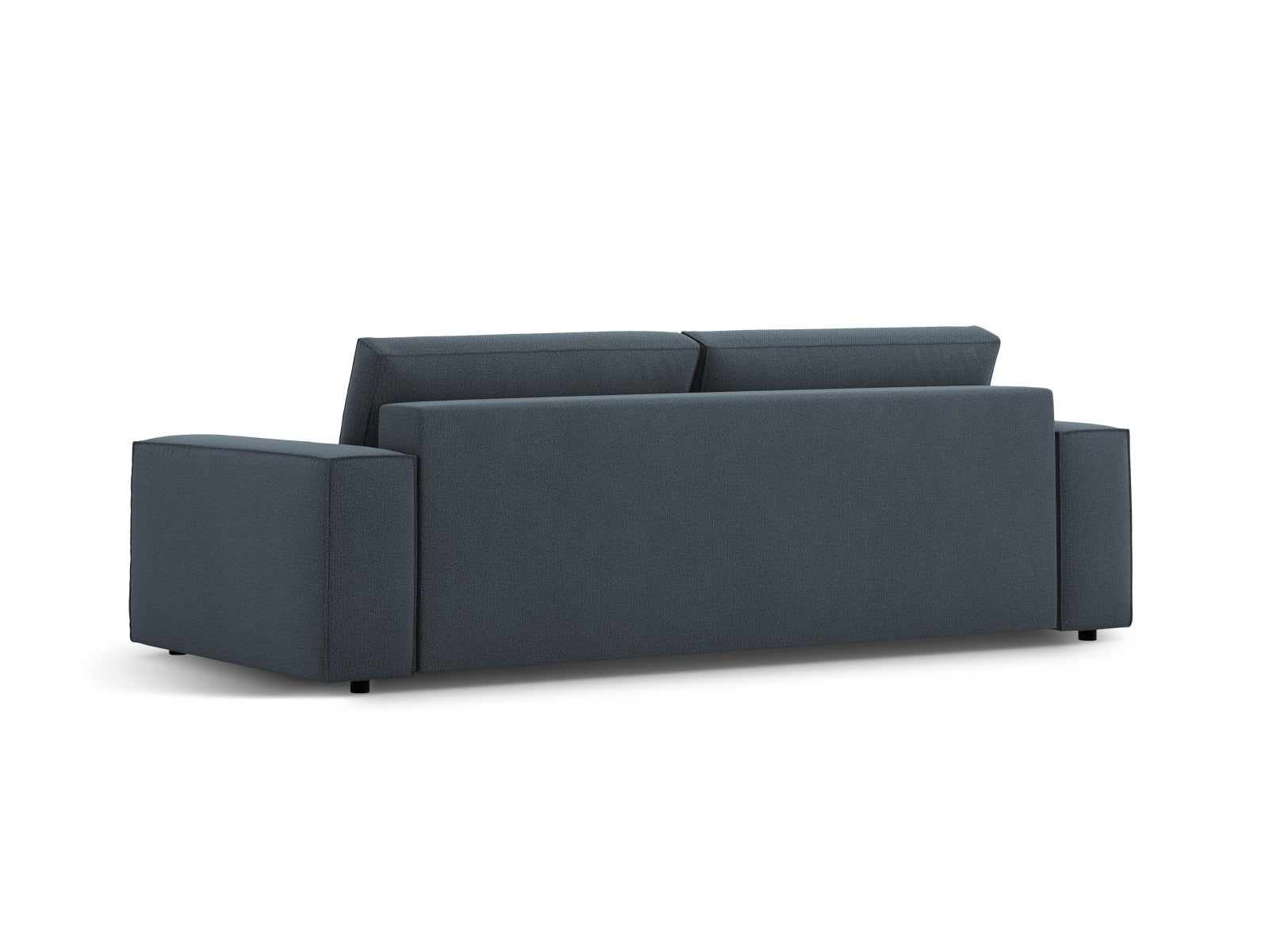 Elegantes 3-Sitzer Sofa Jodie in stilvollem Blau, ideal für Wohnräume, mit Schlafoption und integriertem Stauraum für optimale Nutzung.