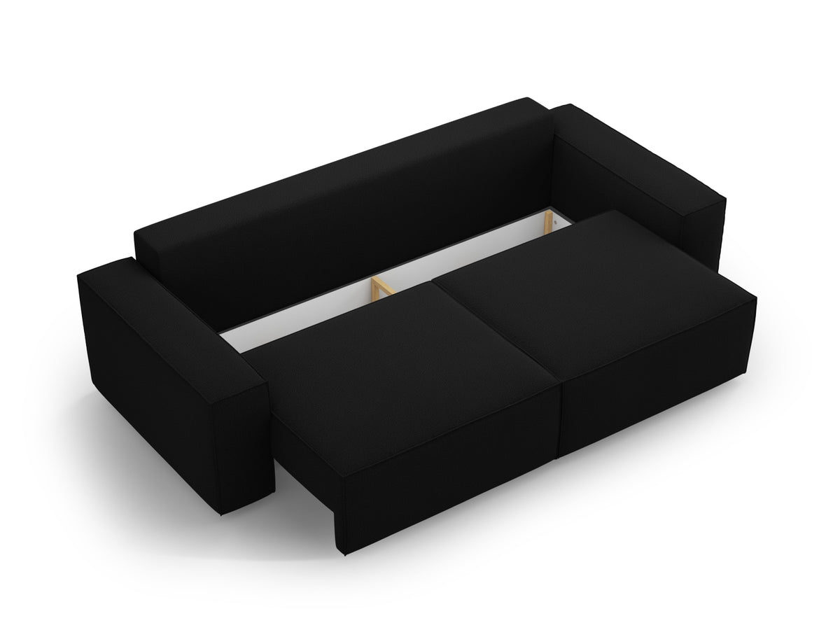 Jodie Sofa mit Schlaffunktion und Stauraumbox 3 Sitzer in Black-Megan präsentiert im Onlineshop von KAQTU Design AG. Bettsofa ist von Micadoni