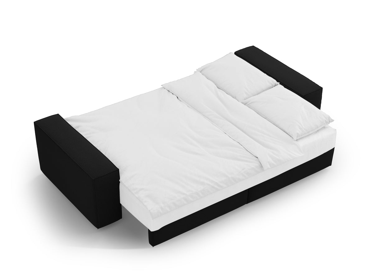 Jodie Sofa mit Schlaffunktion und Stauraumbox 3 Sitzer in Black-Megan präsentiert im Onlineshop von KAQTU Design AG. Bettsofa ist von Micadoni