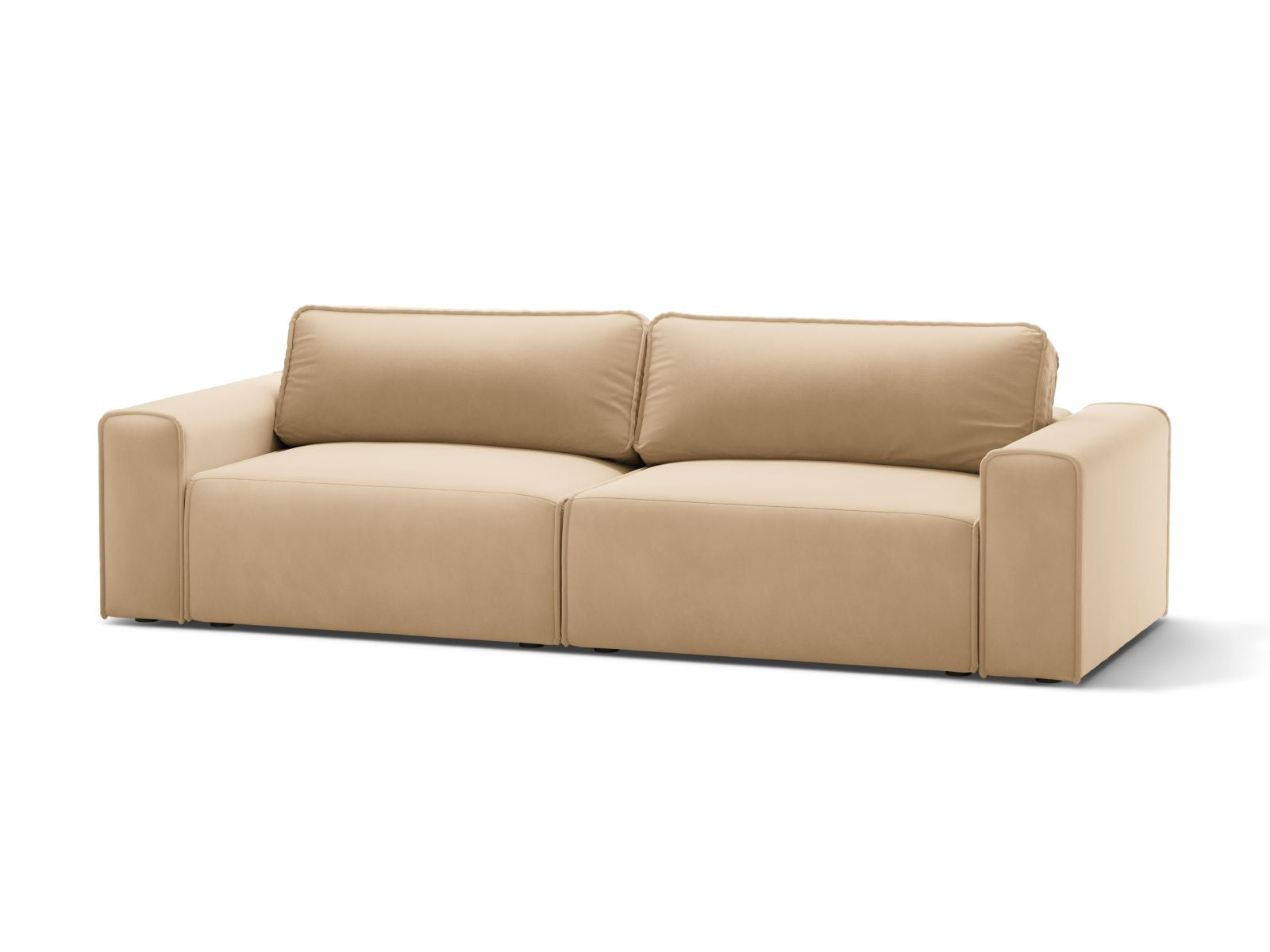 Elegantes 3-Sitzer Sofa Victor in sanftem Nude-Paris, ideal als Bettsofa mit praktischer Schlaffunktion und integriertem Stauraum.