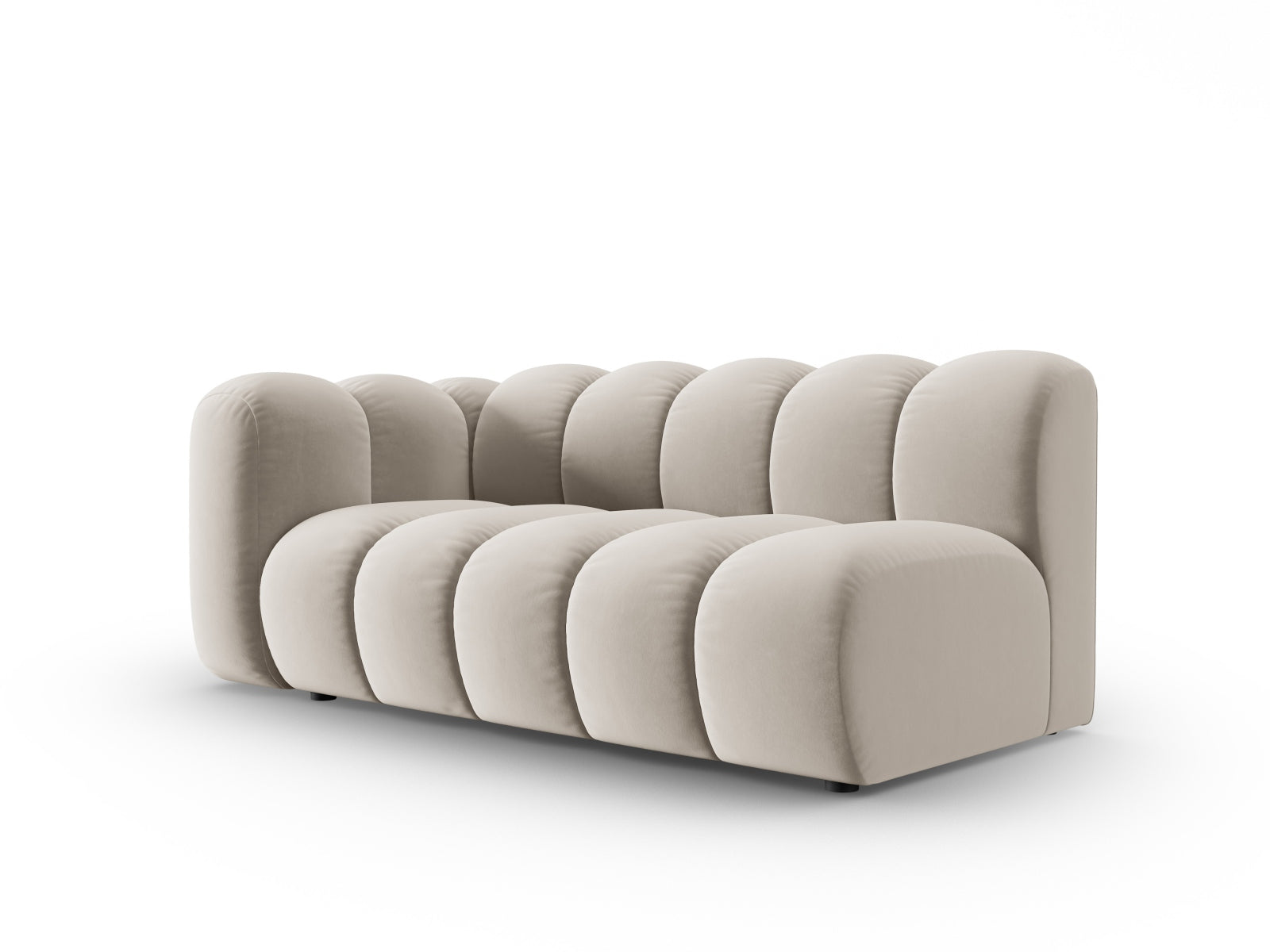 Beige Velour-Modularsofa von Micadoni, linksseitig, 3-Sitzer, stilvolles Design für modernes Wohnen, ideal für gemütliche Wohnzimmer.
