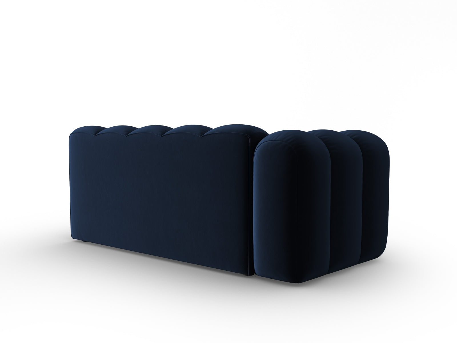 Stilvolles, linksseitiges 3-Sitzer Sofa aus Lupine Velour in Royal Blue, perfekt für zeitgemäße Inneneinrichtungen.