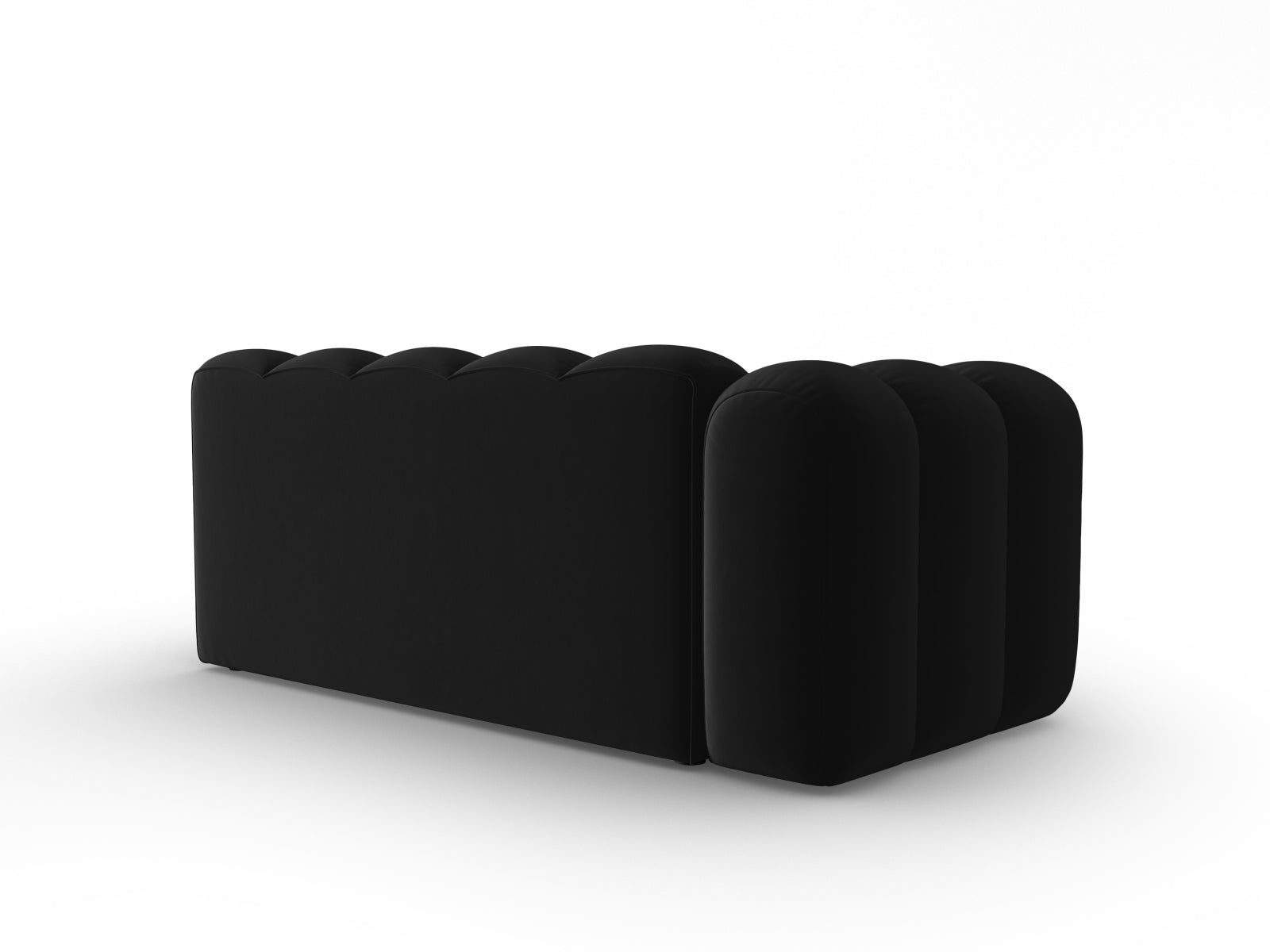 Stylisches, linksseitiges 3-Sitzer Sofa aus Lupine Velour in edlem Schwarz, perfekt für zeitgemäße Inneneinrichtungen von Micadoni.