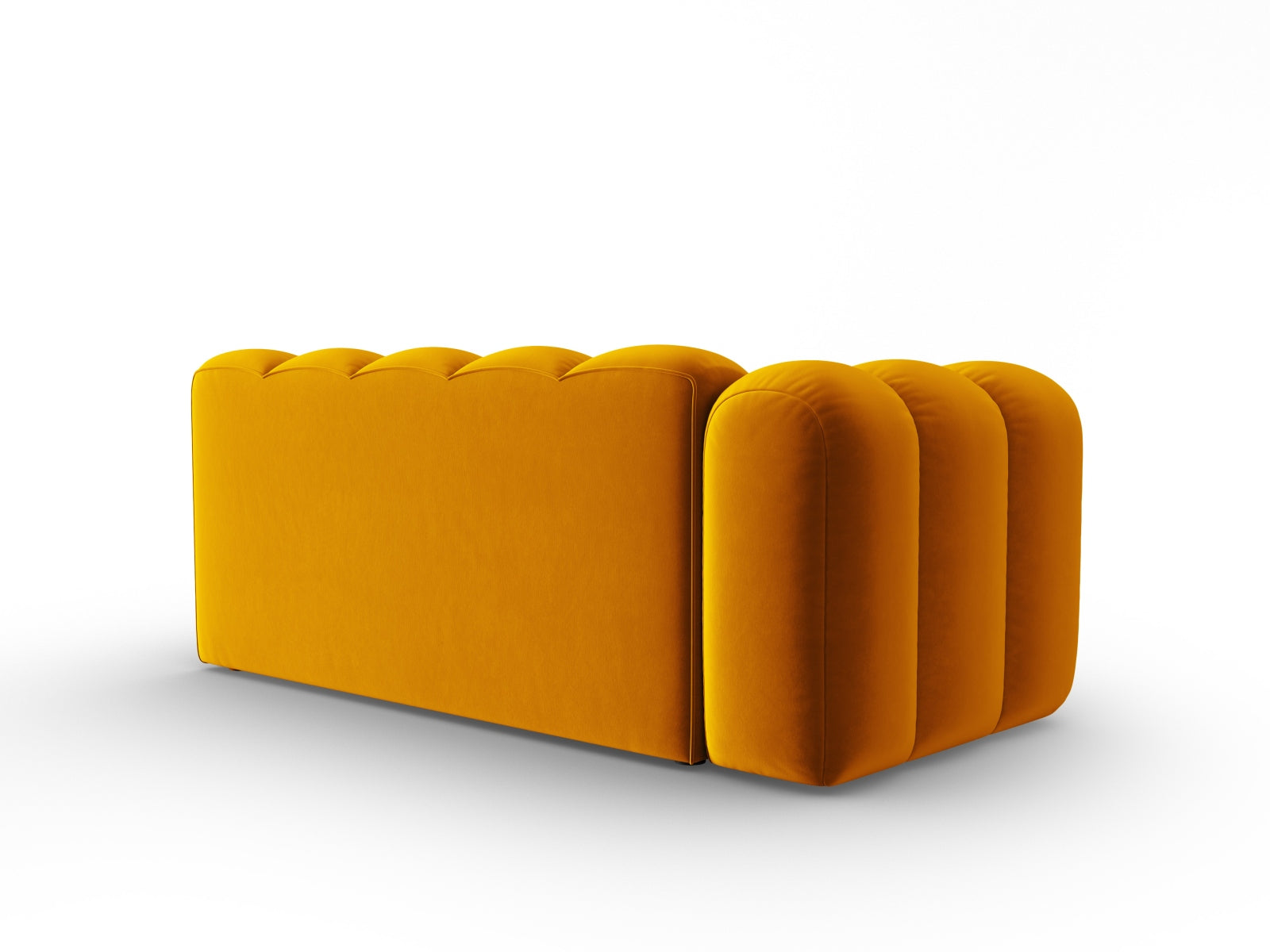 Modulares 3-Sitzer Sofa Lupine Velour in strahlendem Gelb, linksseitig, perfekt für stilvolle und zeitgemäße Inneneinrichtungen.