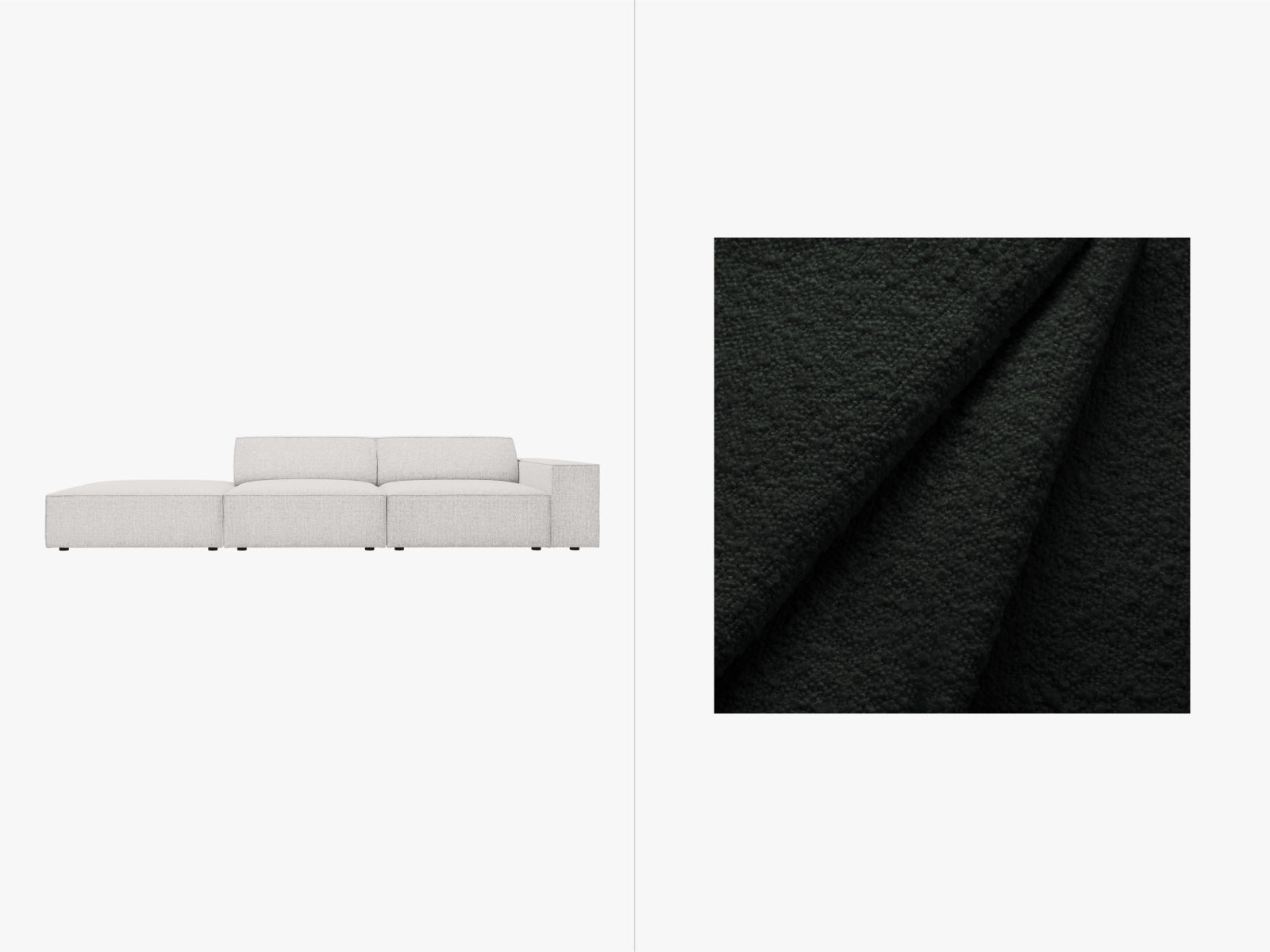 Jodie Boucle modulares Sofa open links 3 Sitzer in Black präsentiert im Onlineshop von KAQTU Design AG. L-Sofa links ist von Micadoni