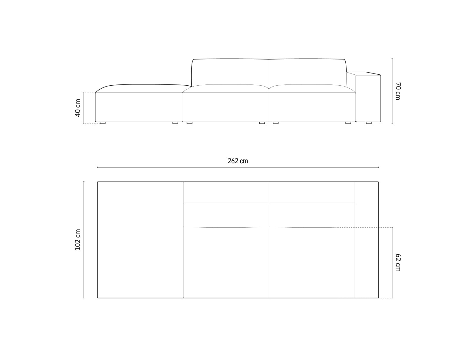 Jodie Modulares Sofa open links 3 Sitzer in Light Beige präsentiert im Onlineshop von KAQTU Design AG. L-Sofa links ist von Micadoni