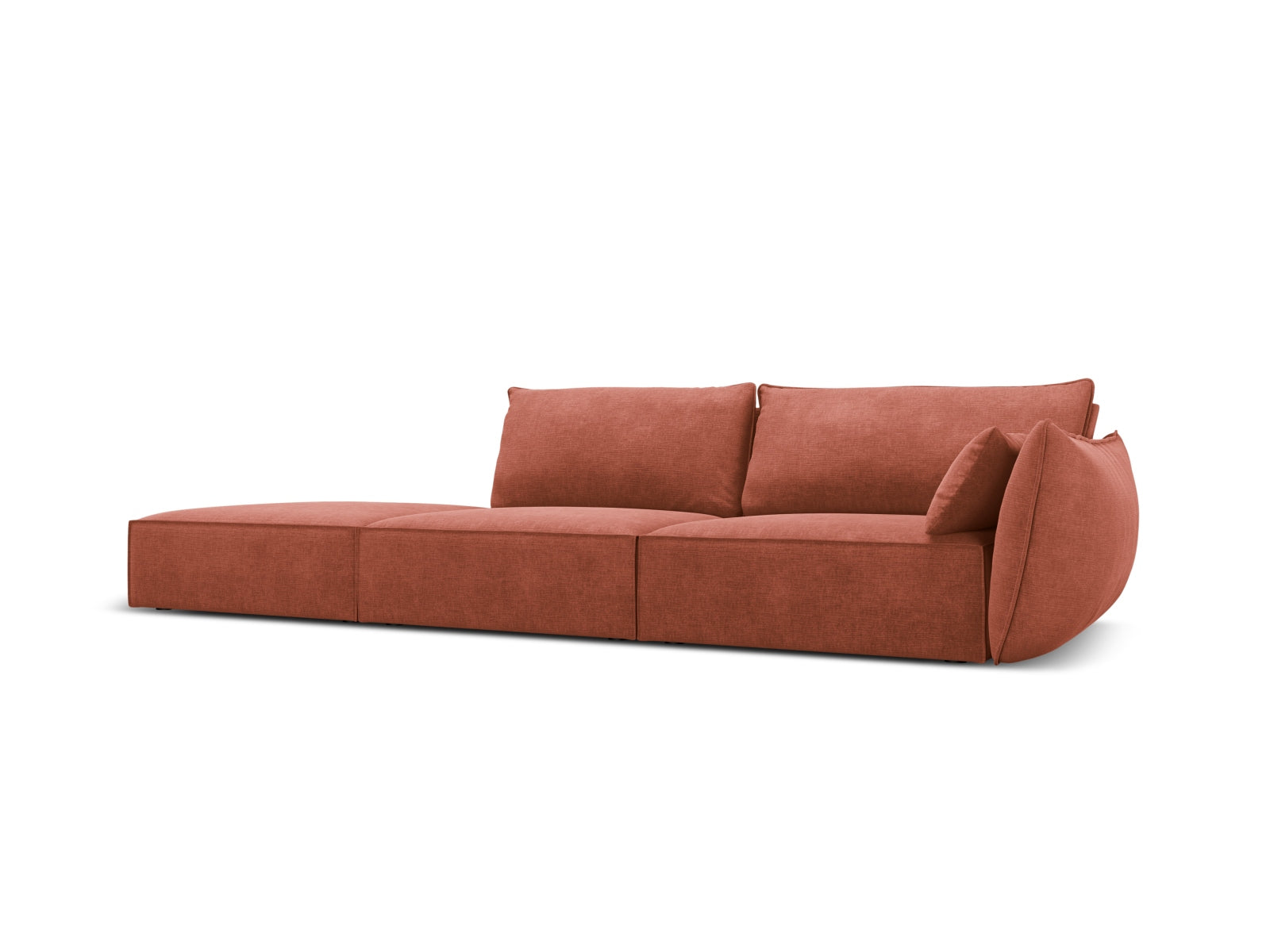 Elegantes Kaelle Sofa links 4 Sitzer in warmem Terracotta, ideal für stilvolle Wohnräume. Hochwertige Verarbeitung von Micadoni.
