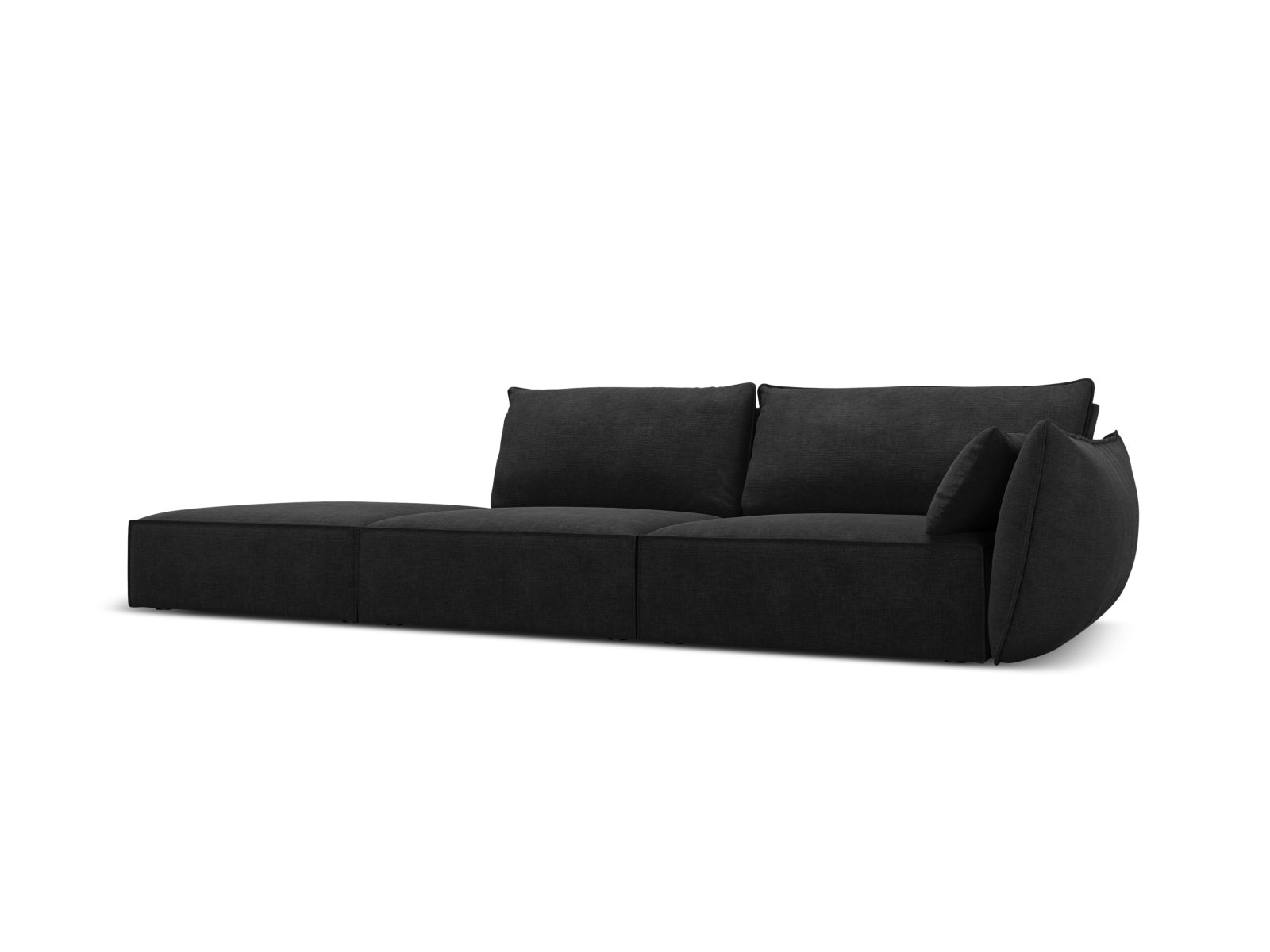 Elegantes Kaelle Sofa links, 4-Sitzer in stilvollem Schwarz, ideal für moderne Wohnräume. Hochwertige Verarbeitung von Micadoni.