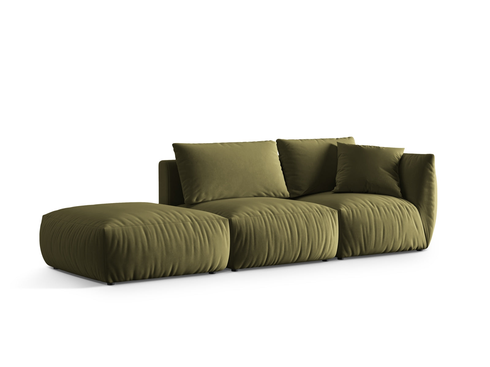 Modulares Chris Velour 3-Sitzer Sofa in zartem Hellgrün, perfekt für moderne Wohnkonzepte und gemütliche Entspannung, von Micadoni.