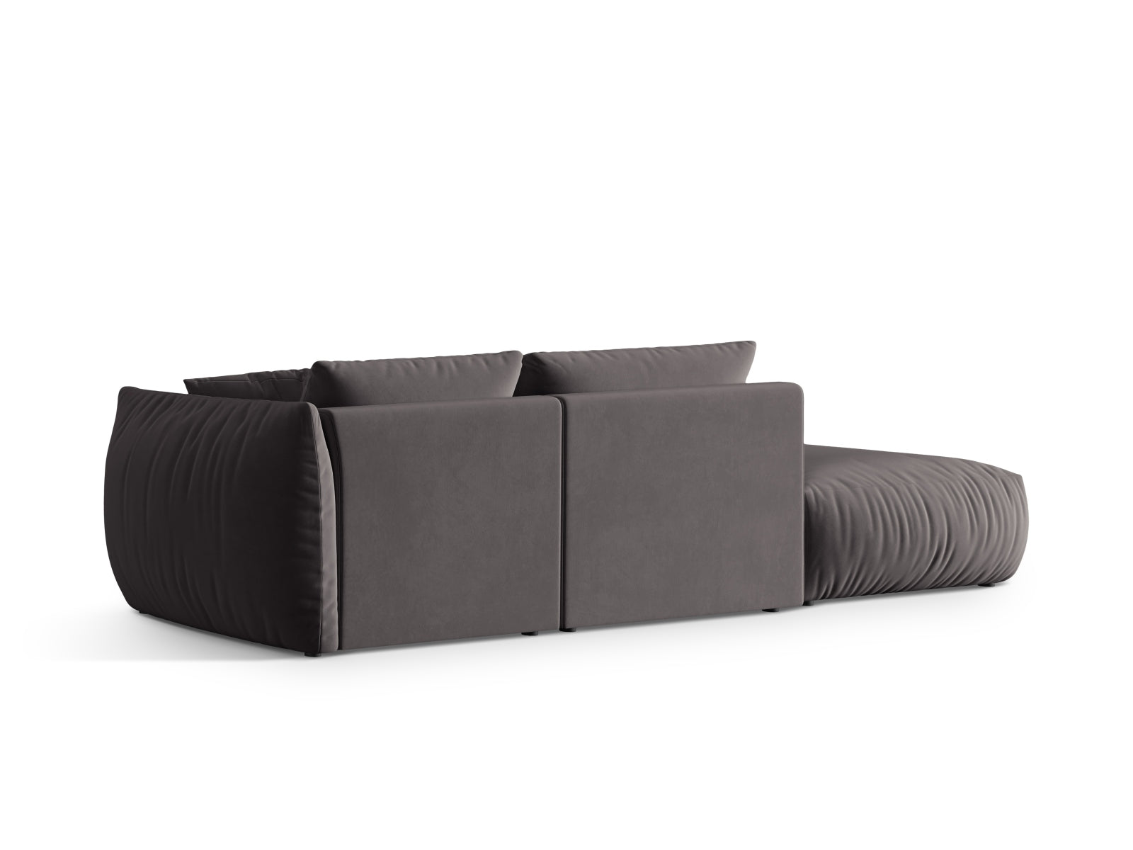 Elegantes 3-Sitzer Sofa Chris Velour in Dunkelgrau, linksseitig, ideal für moderne Wohnräume und stilvolle Akzente von Micadoni.