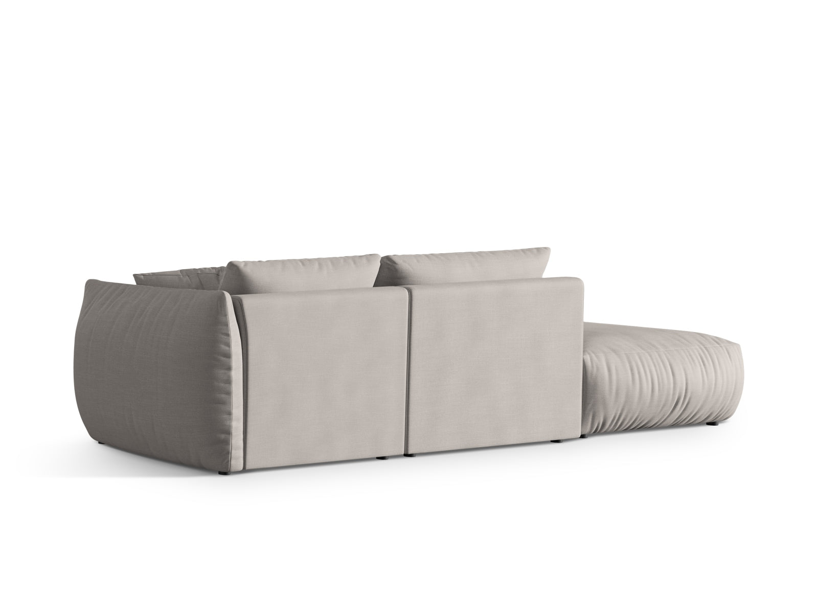 Elegantes Chris Modular Sofa links 3 Sitzer in zartem Linsenton, perfekt für stilvolle Wohnräume und individuelle Einrichtungskonzepte.
