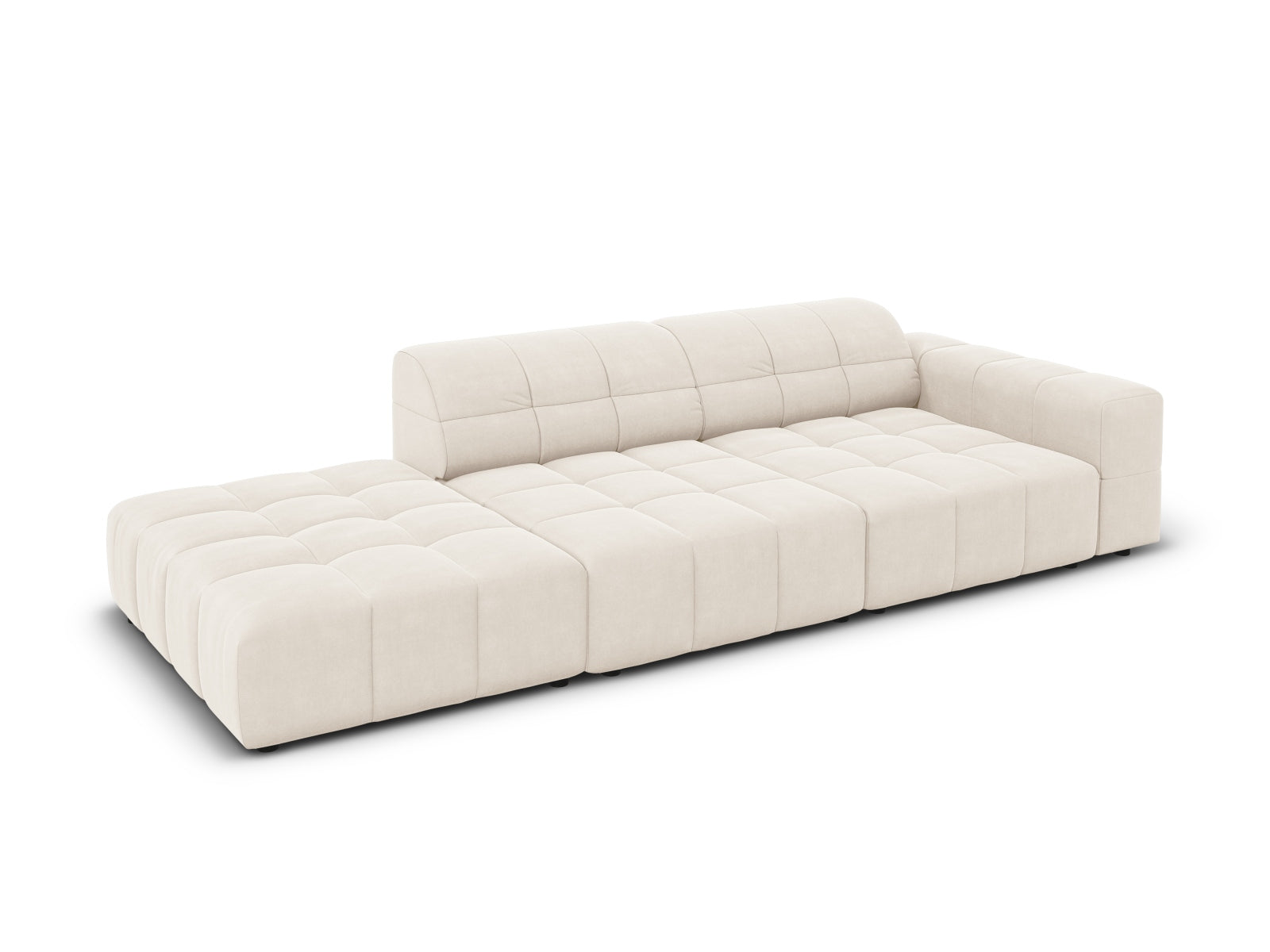 Jennifer Velour Sofa links 3 Sitzer in Light Beige präsentiert im Onlineshop von KAQTU Design AG. 3er Sofa ist von Micadoni
