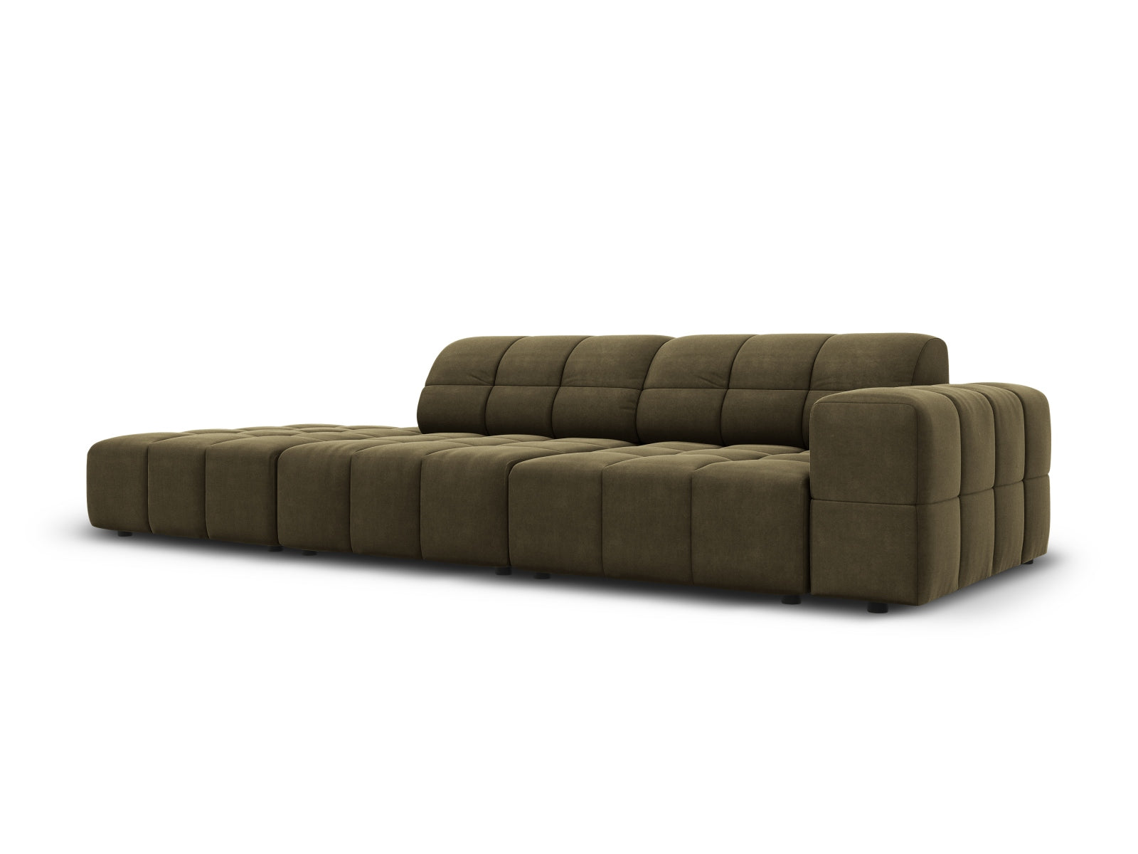 Jennifer Velour Sofa links 3 Sitzer in Green präsentiert im Onlineshop von KAQTU Design AG. 3er Sofa ist von Micadoni