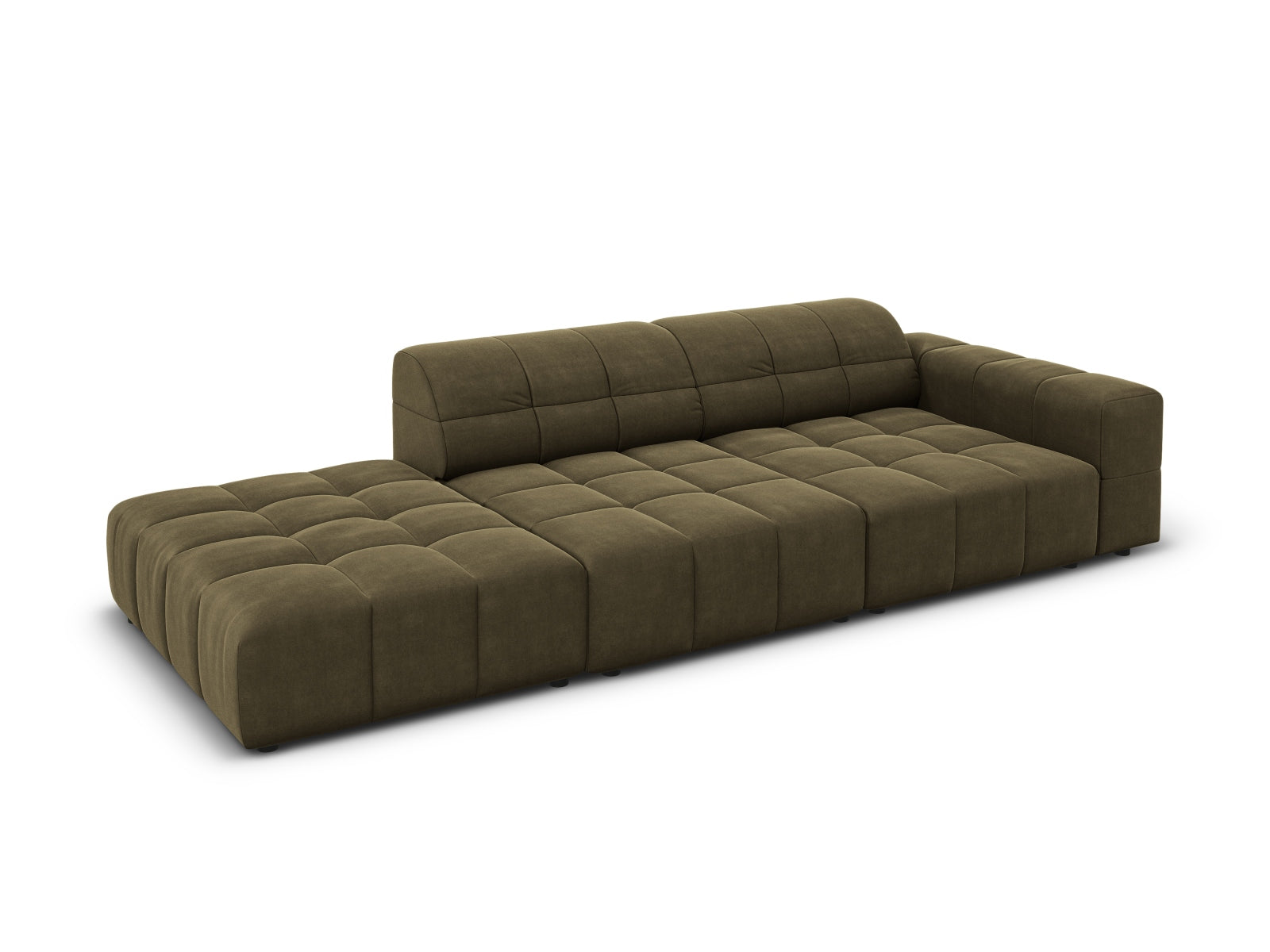 Jennifer Velour Sofa links 3 Sitzer in Green präsentiert im Onlineshop von KAQTU Design AG. 3er Sofa ist von Micadoni