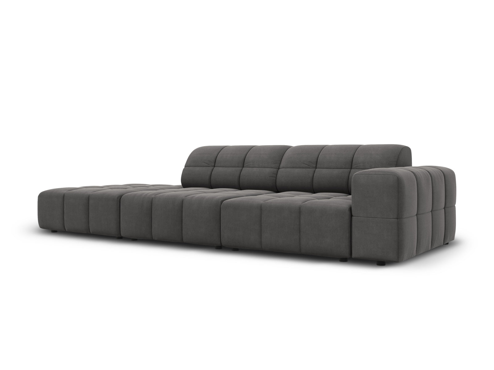 Jennifer Velour Sofa links 3 Sitzer in Grey präsentiert im Onlineshop von KAQTU Design AG. 3er Sofa ist von Micadoni