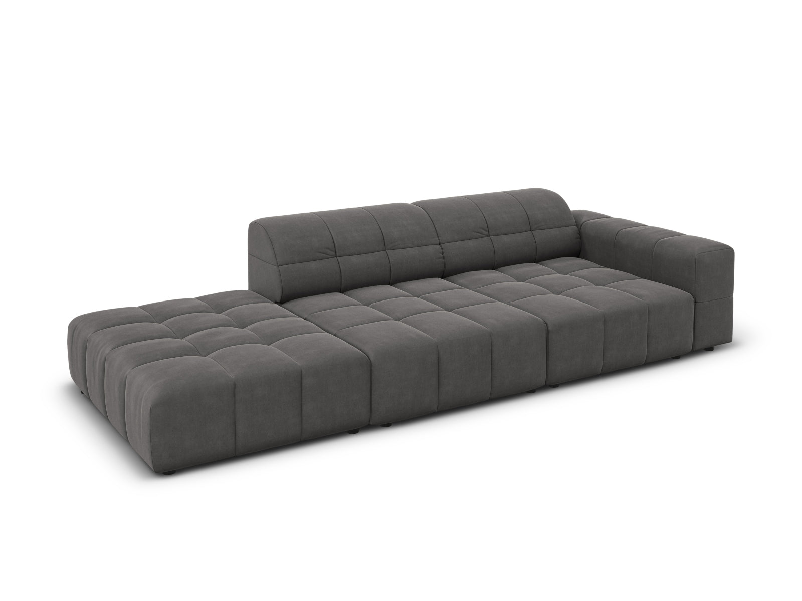 Jennifer Velour Sofa links 3 Sitzer in Grey präsentiert im Onlineshop von KAQTU Design AG. 3er Sofa ist von Micadoni
