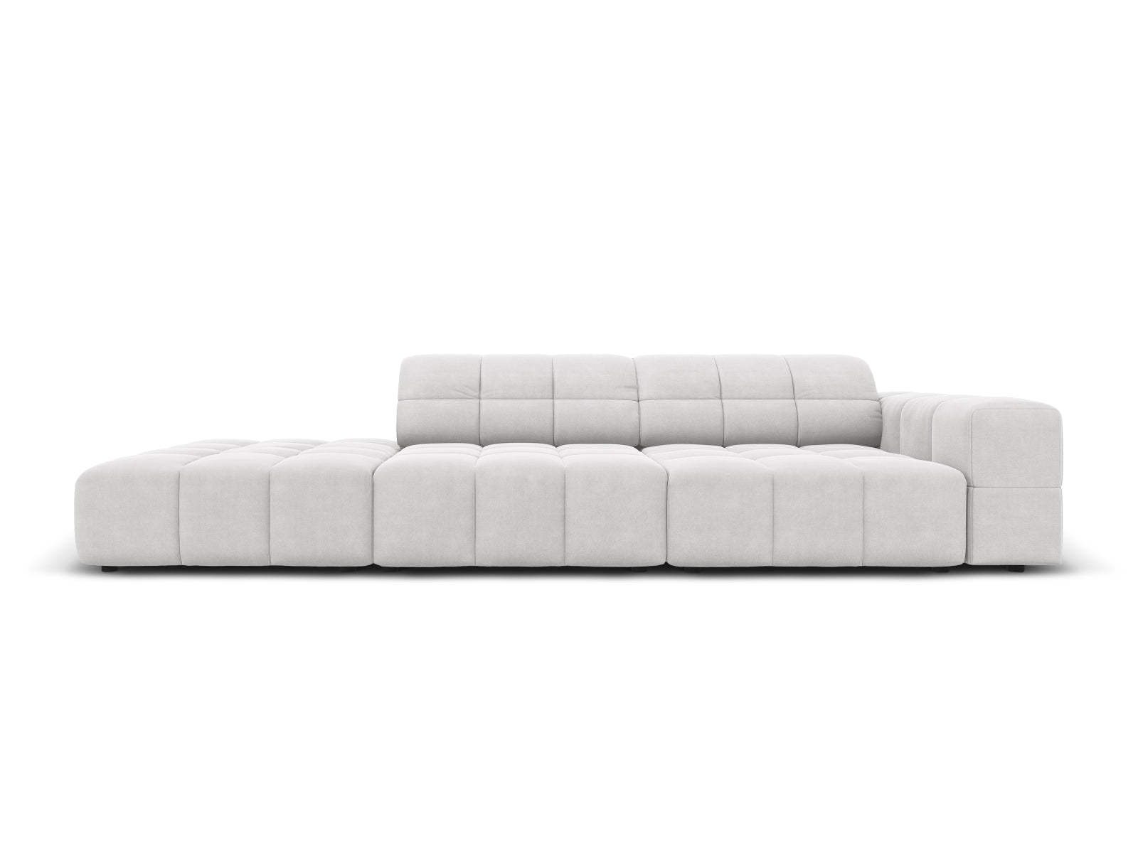 Jennifer Velour Sofa links 3 Sitzer in Silver präsentiert im Onlineshop von KAQTU Design AG. 3er Sofa ist von Micadoni