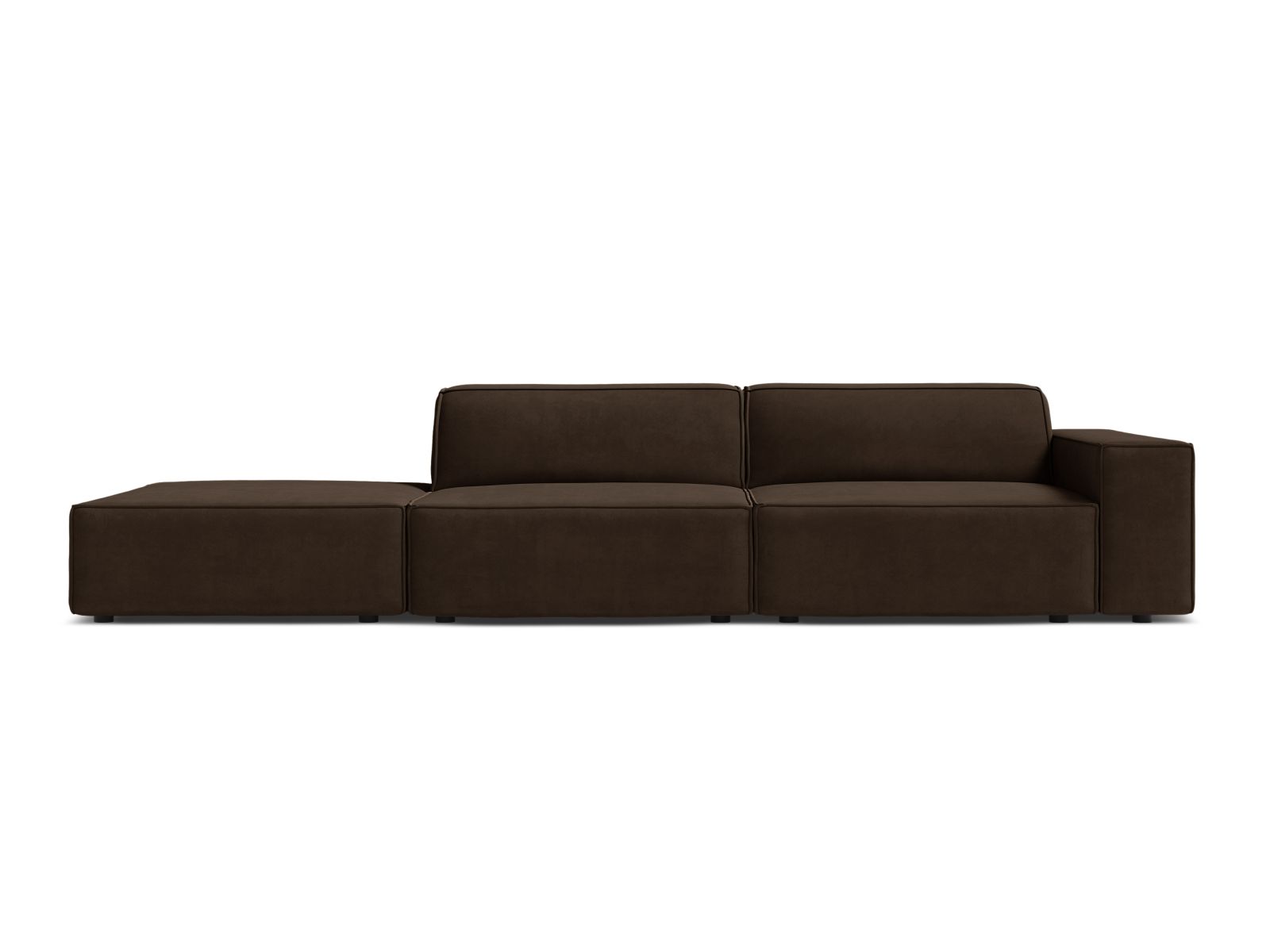 Jodie Velour modulares Sofa links 3 Sitzer in Dark Brown-Bluvel präsentiert im Onlineshop von KAQTU Design AG. 3er Sofa ist von Micadoni