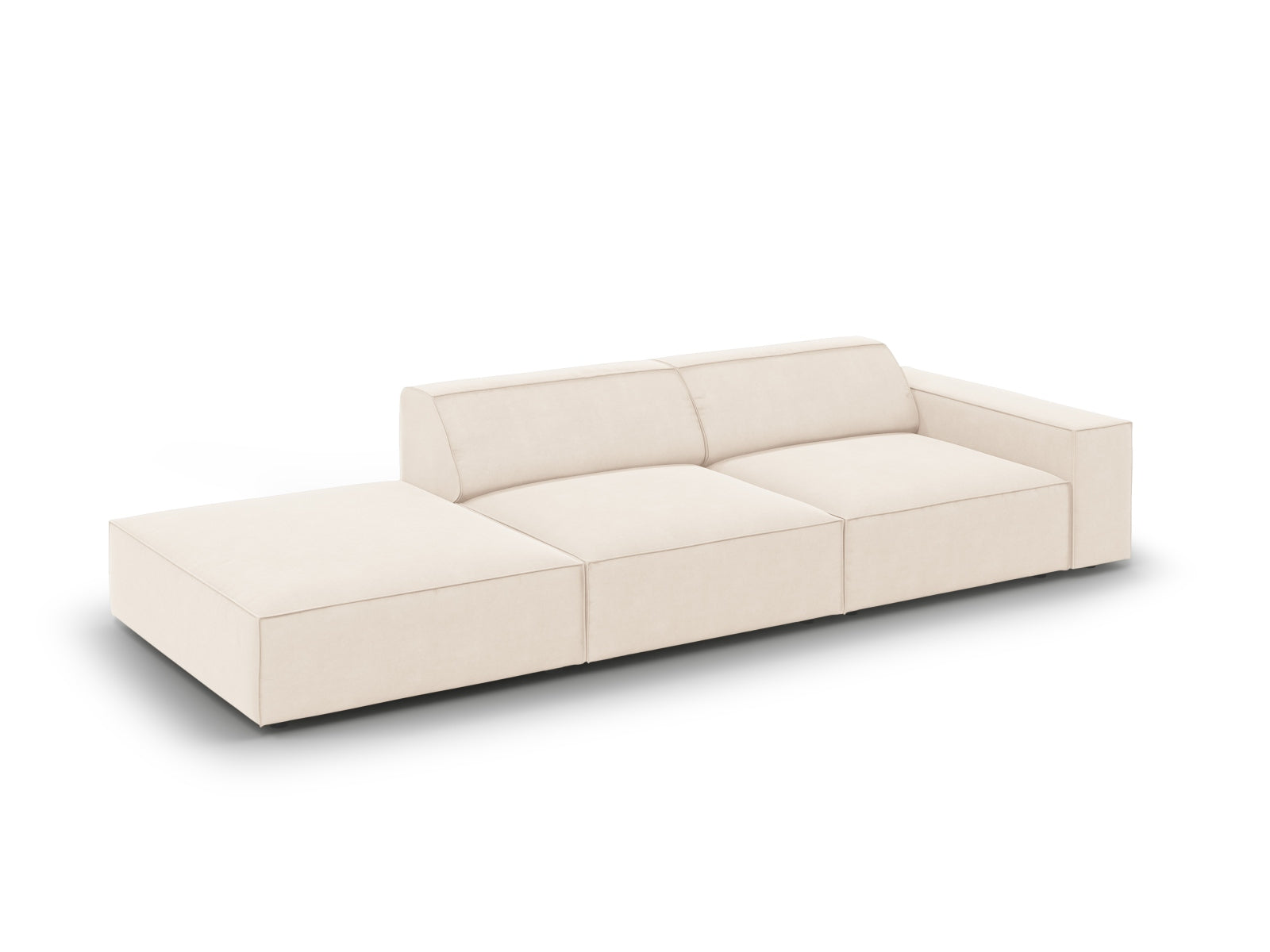 Jodie Velour modulares Sofa links 3 Sitzer in Light Beige präsentiert im Onlineshop von KAQTU Design AG. L-Sofa links ist von Micadoni