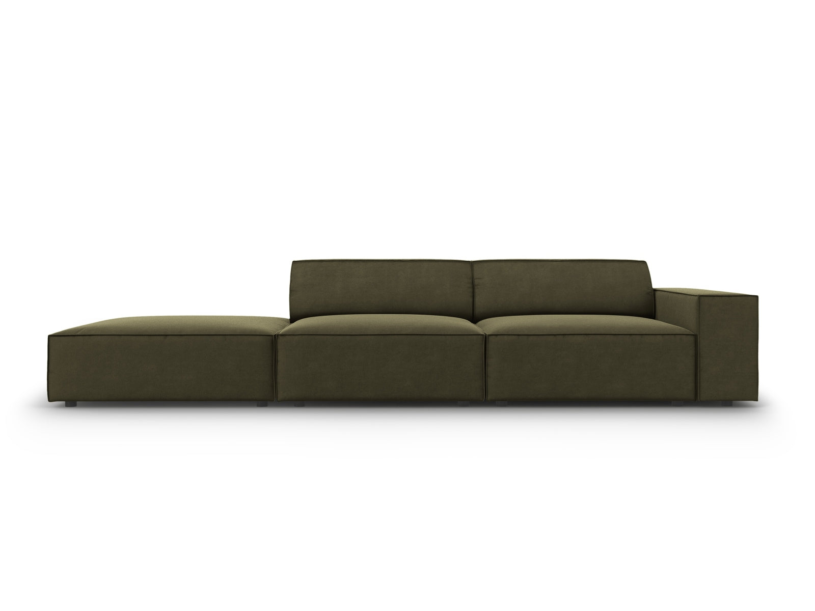 Jodie Velour modulares Sofa links 3 Sitzer in Green präsentiert im Onlineshop von KAQTU Design AG. L-Sofa links ist von Micadoni