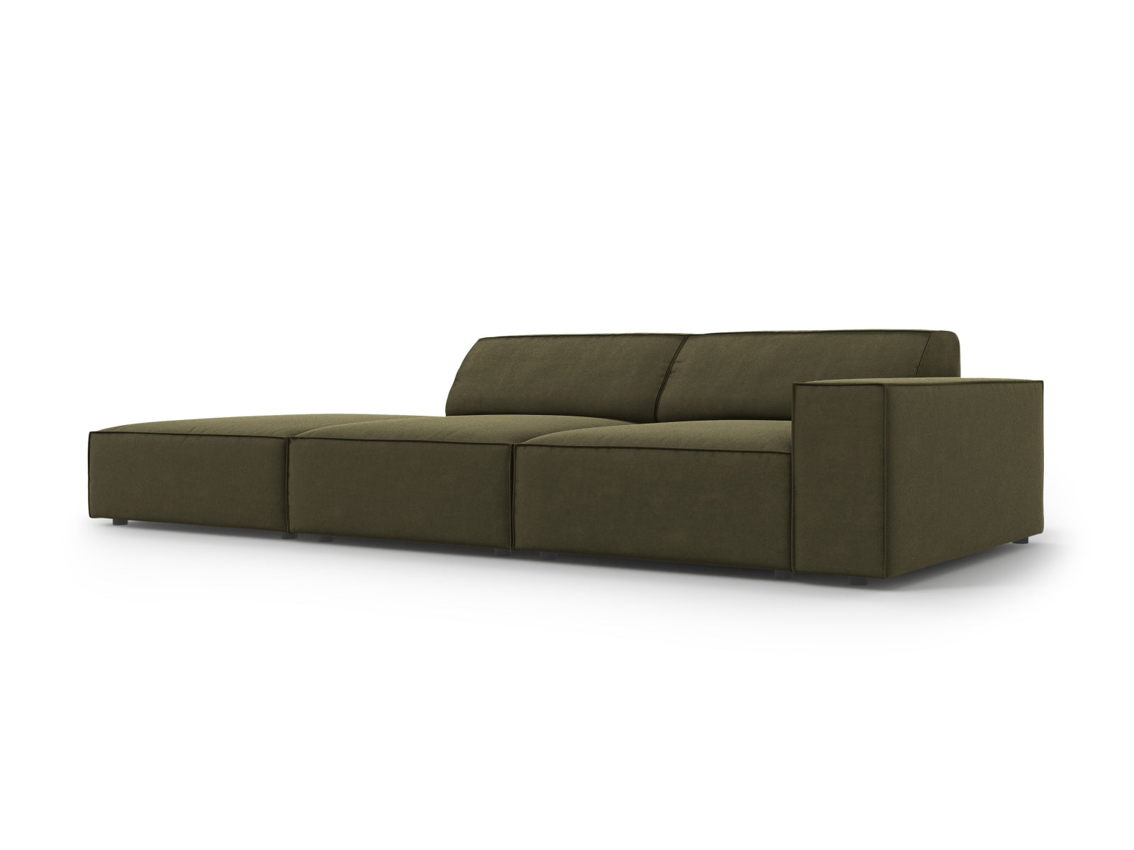 Jodie Velour modulares Sofa links 3 Sitzer in Green präsentiert im Onlineshop von KAQTU Design AG. L-Sofa links ist von Micadoni