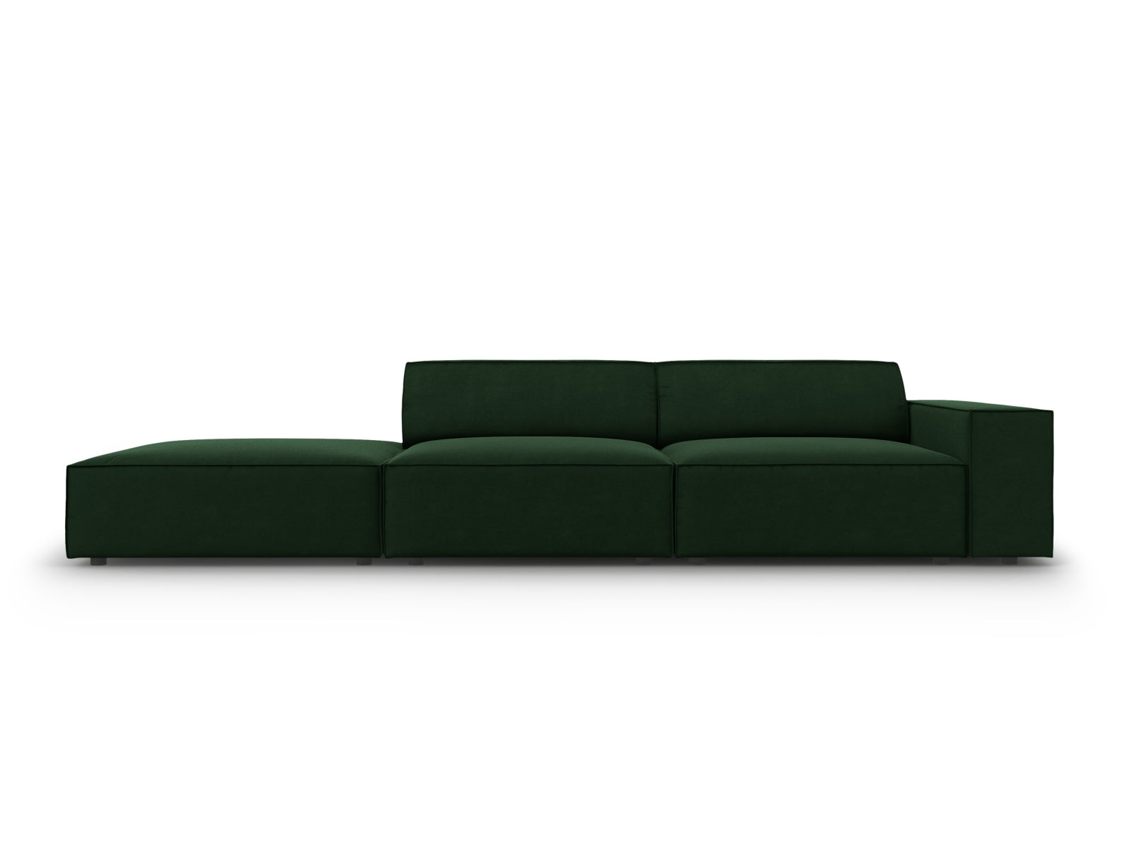 Jodie Velour modulares Sofa links 3 Sitzer in Bottle Green präsentiert im Onlineshop von KAQTU Design AG. L-Sofa links ist von Micadoni