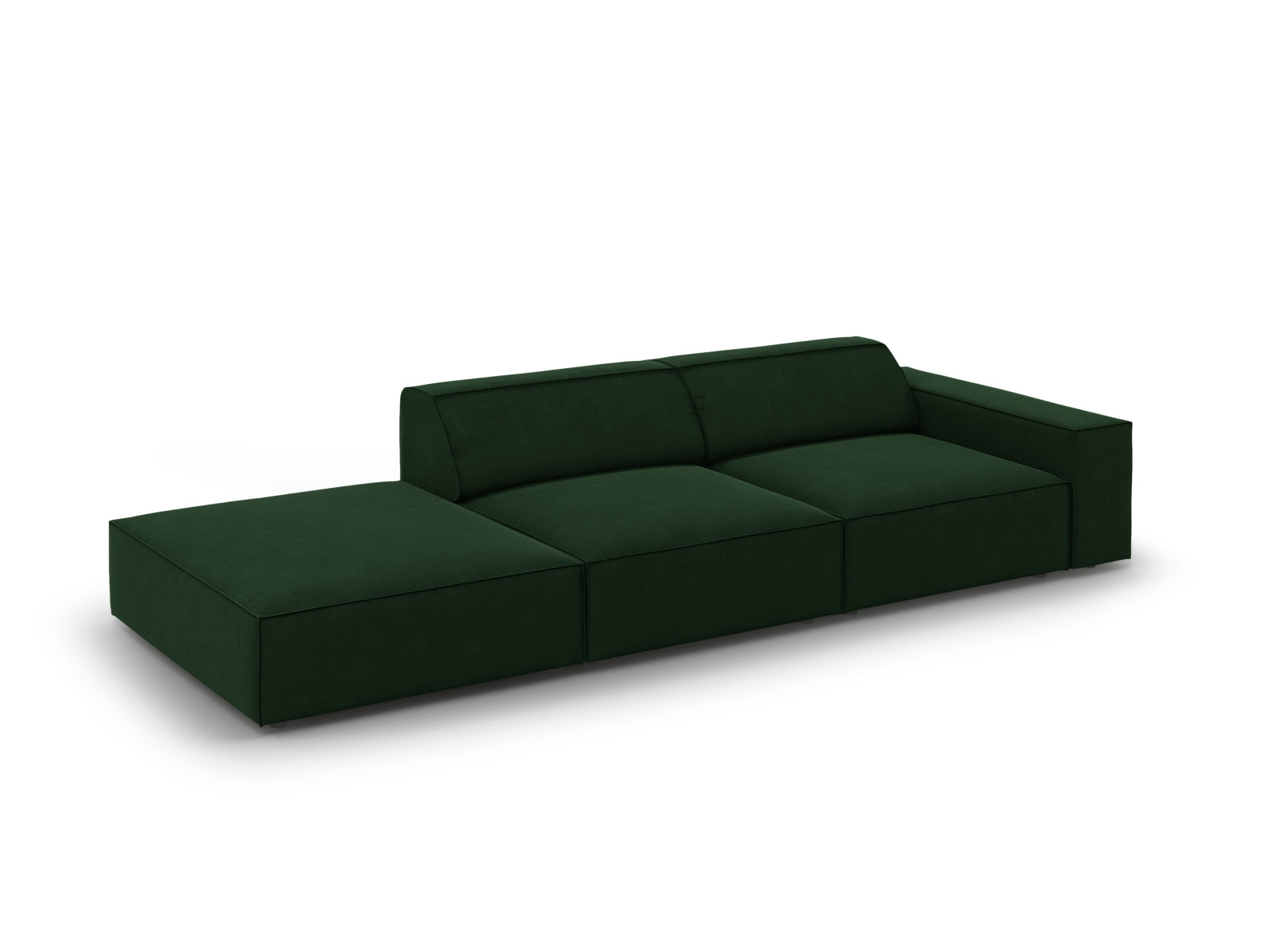 Jodie Velour modulares Sofa links 3 Sitzer in Bottle Green präsentiert im Onlineshop von KAQTU Design AG. L-Sofa links ist von Micadoni