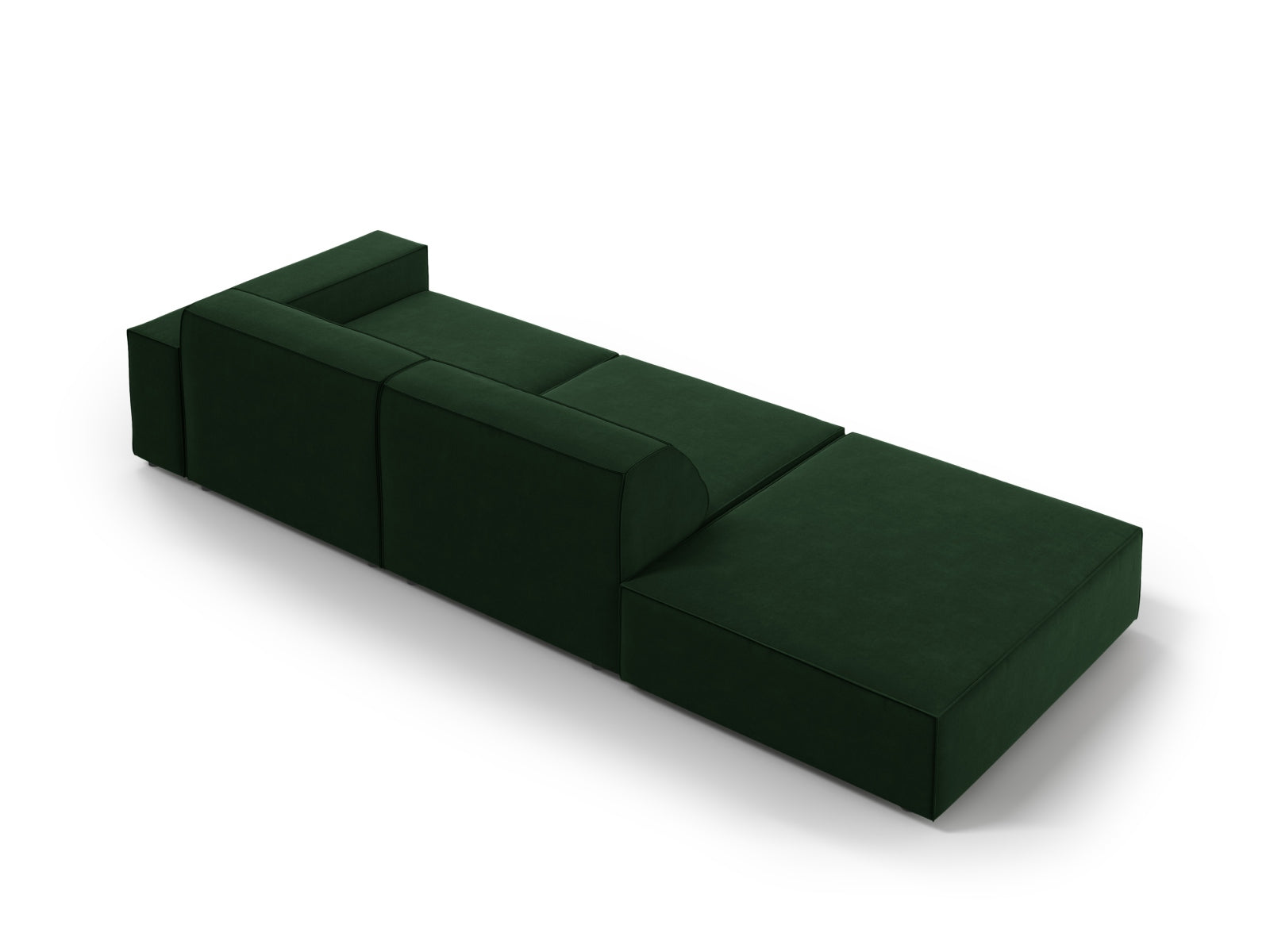 Jodie Velour modulares Sofa links 3 Sitzer in Bottle Green präsentiert im Onlineshop von KAQTU Design AG. L-Sofa links ist von Micadoni