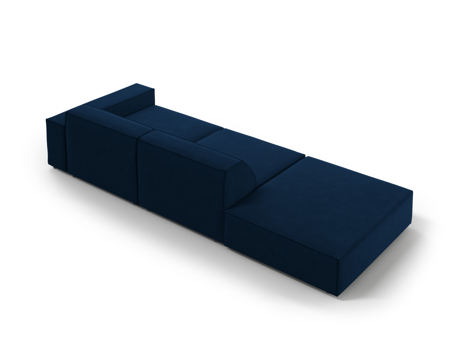 Jodie Velour modulares Sofa links 3 Sitzer in Royal Blue präsentiert im Onlineshop von KAQTU Design AG. L-Sofa links ist von Micadoni