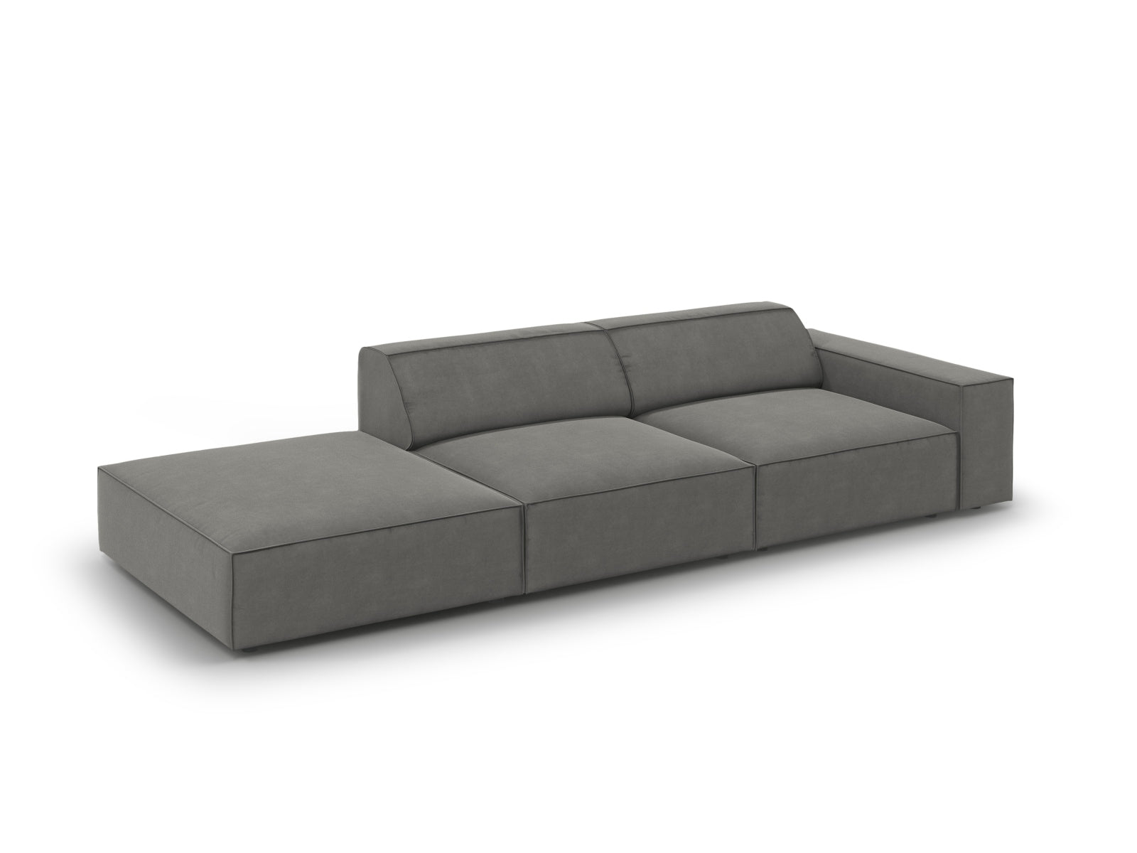 Jodie Velour modulares Sofa links 3 Sitzer in Light Grey präsentiert im Onlineshop von KAQTU Design AG. L-Sofa links ist von Micadoni