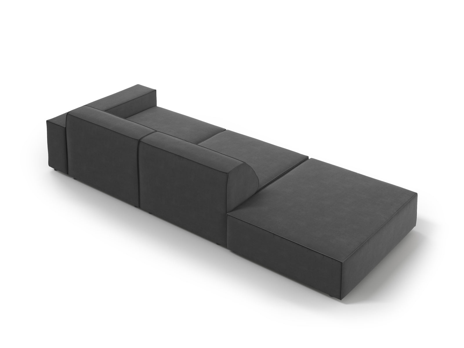Jodie Velour modulares Sofa links 3 Sitzer in Grey präsentiert im Onlineshop von KAQTU Design AG. L-Sofa links ist von Micadoni
