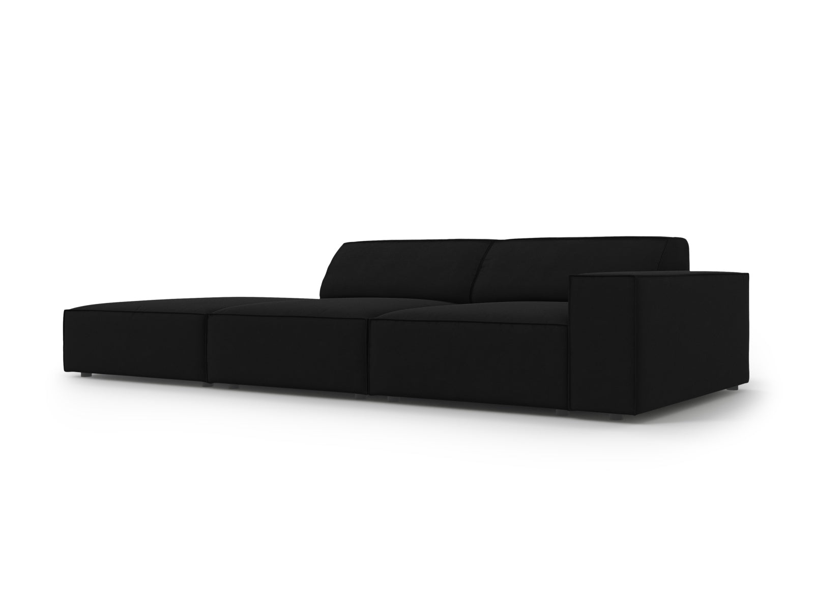Jodie Velour modulares Sofa links 3 Sitzer in Black präsentiert im Onlineshop von KAQTU Design AG. L-Sofa links ist von Micadoni