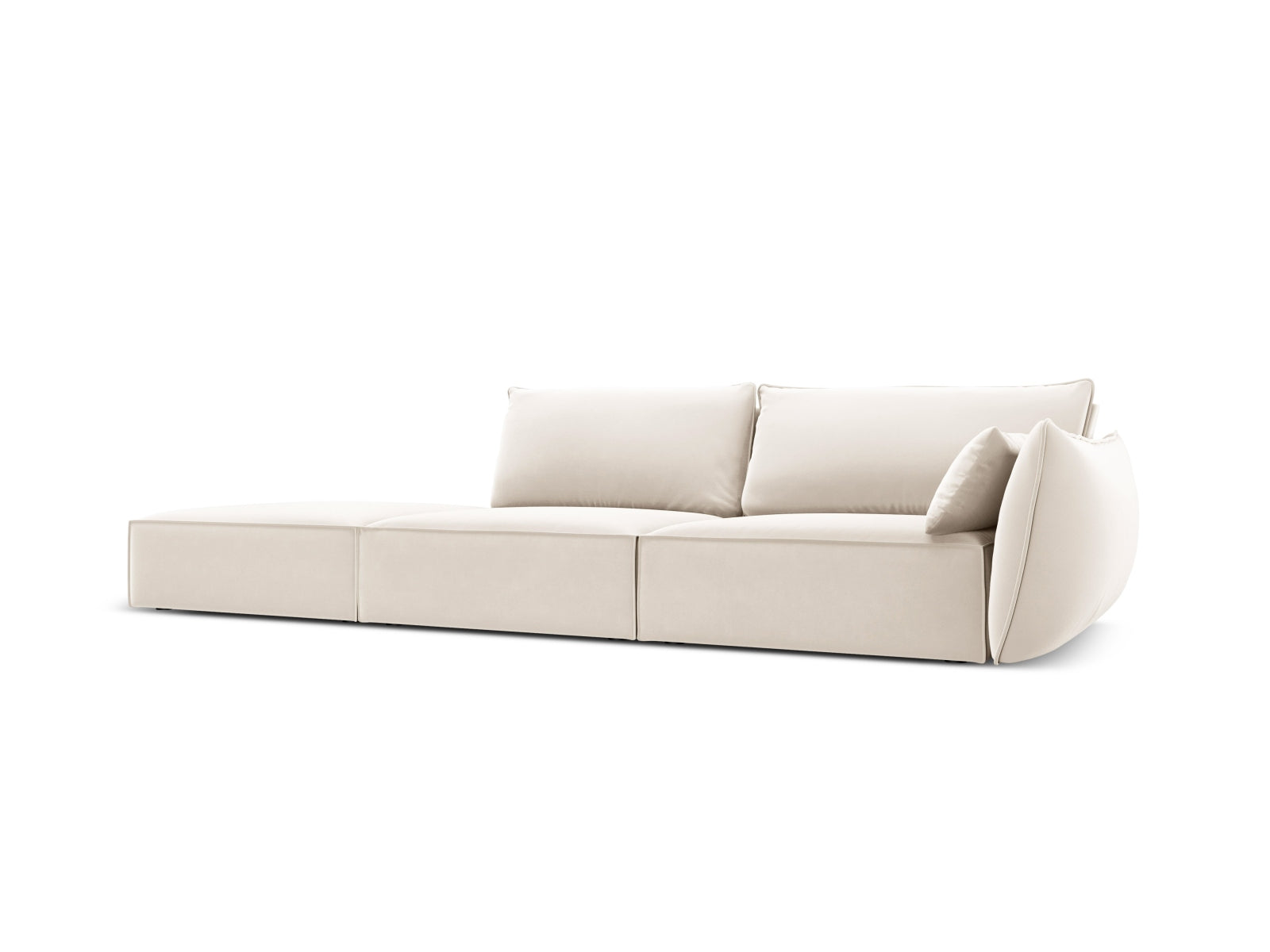 Kaelle Velour Sofa links 4 Sitzer in Light Beige präsentiert im Onlineshop von KAQTU Design AG. L-Sofa links ist von Micadoni