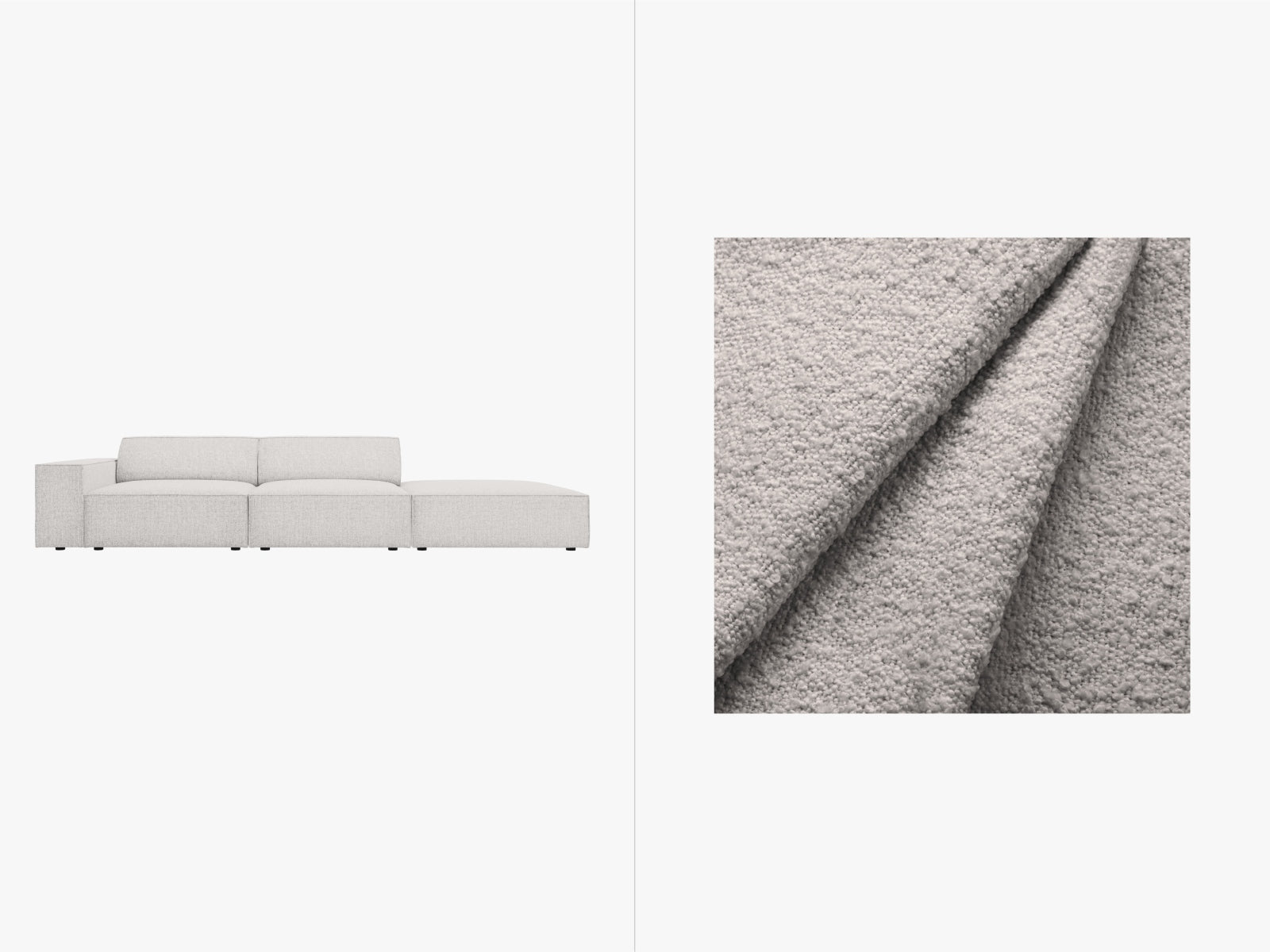 Jodie Boucle modulares Sofa open rechts 3 Sitzer in Light Grey präsentiert im Onlineshop von KAQTU Design AG. L-Sofa rechts ist von Micadoni